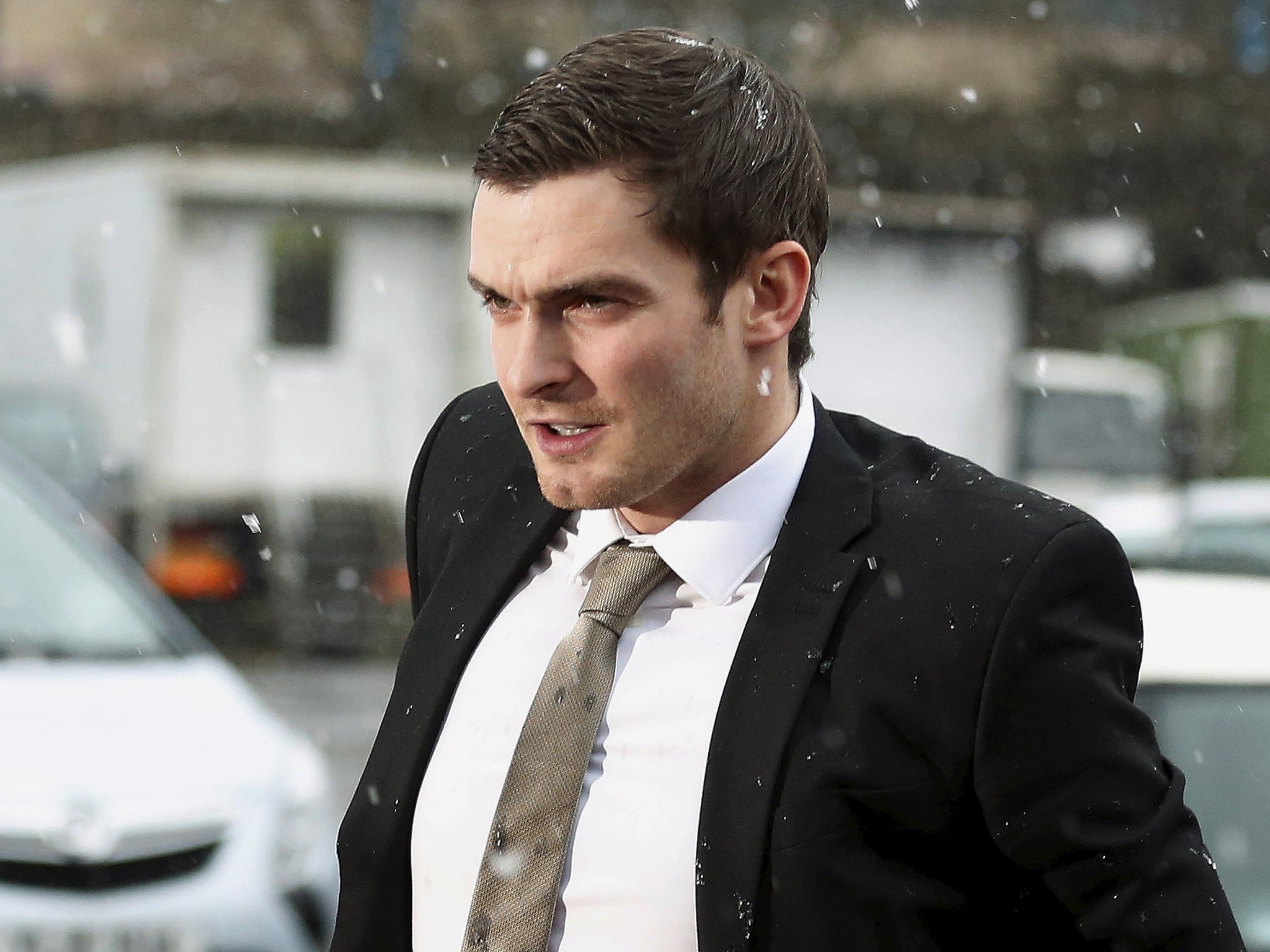 Adam Johnson arrives at Bradford Crown Court on March 2