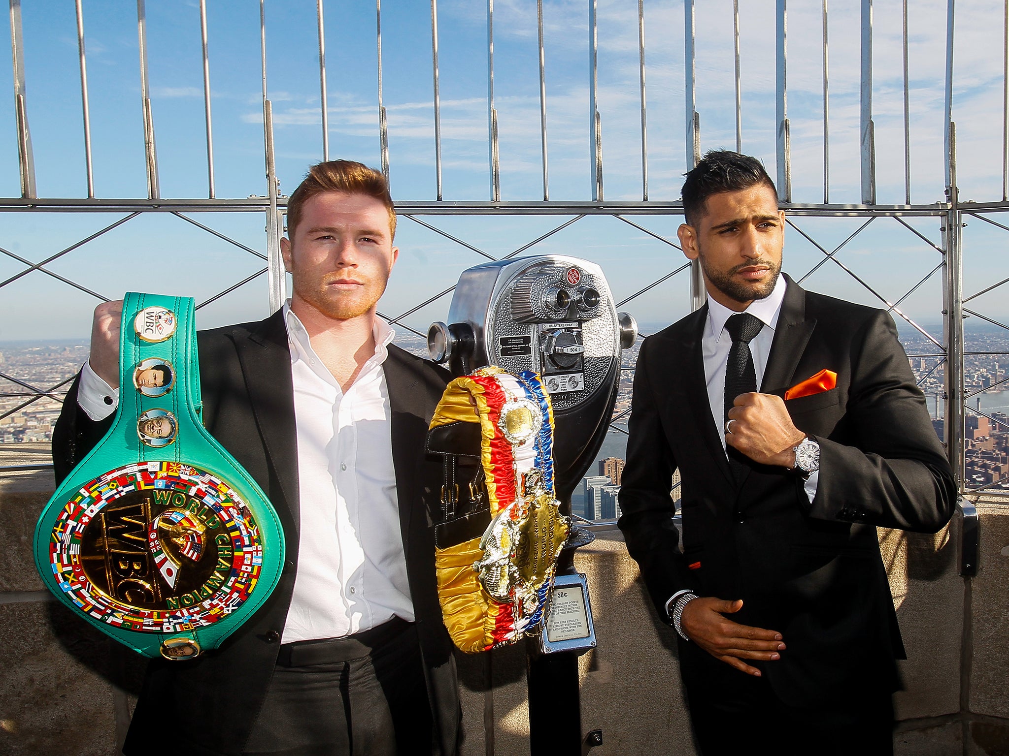 WBC middleweight world champion Saul Alvarez and Amir Khan