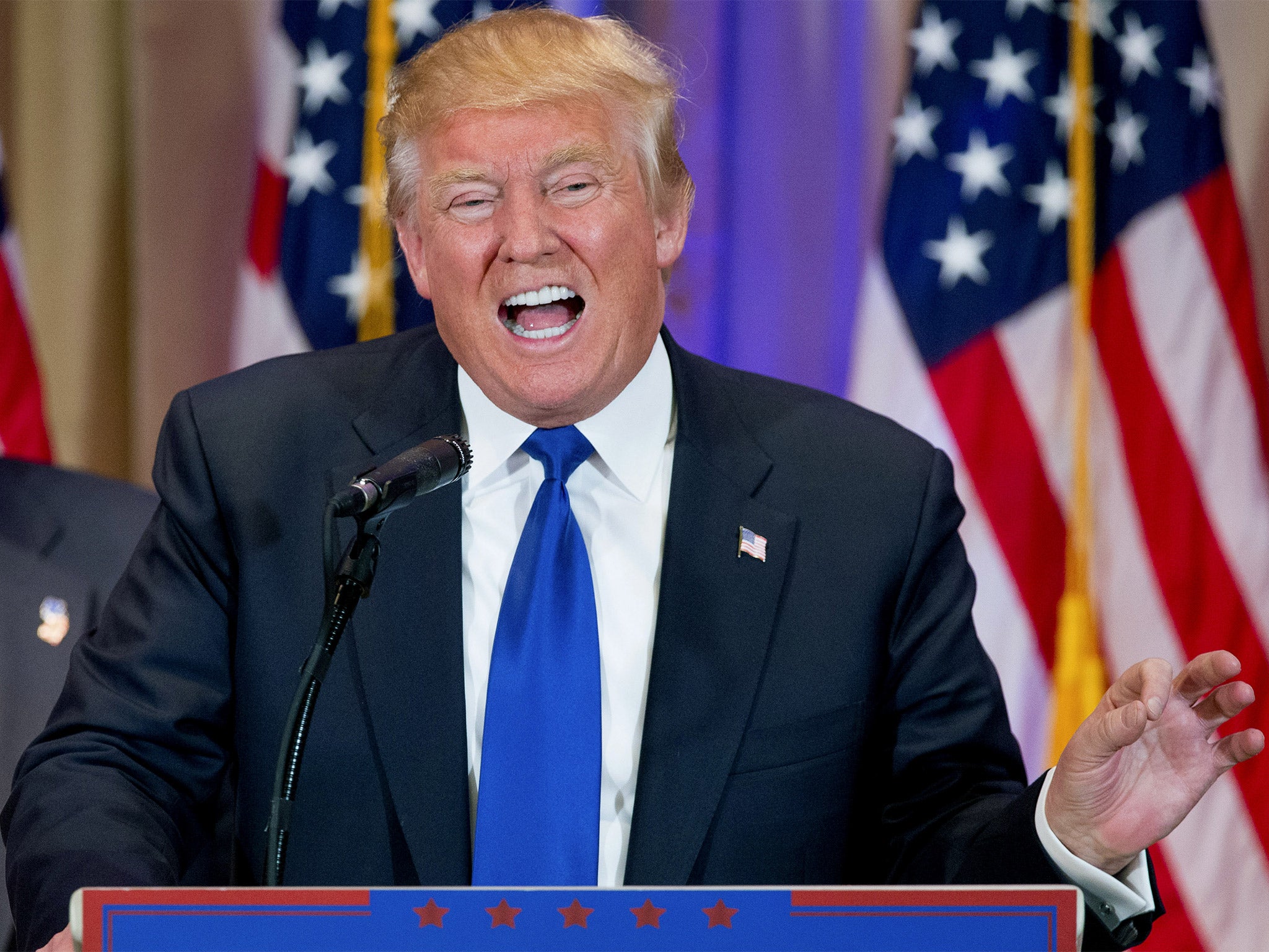 Donald Trump speaks to supporters in Palm Beach, Florida, during Super Tuesday