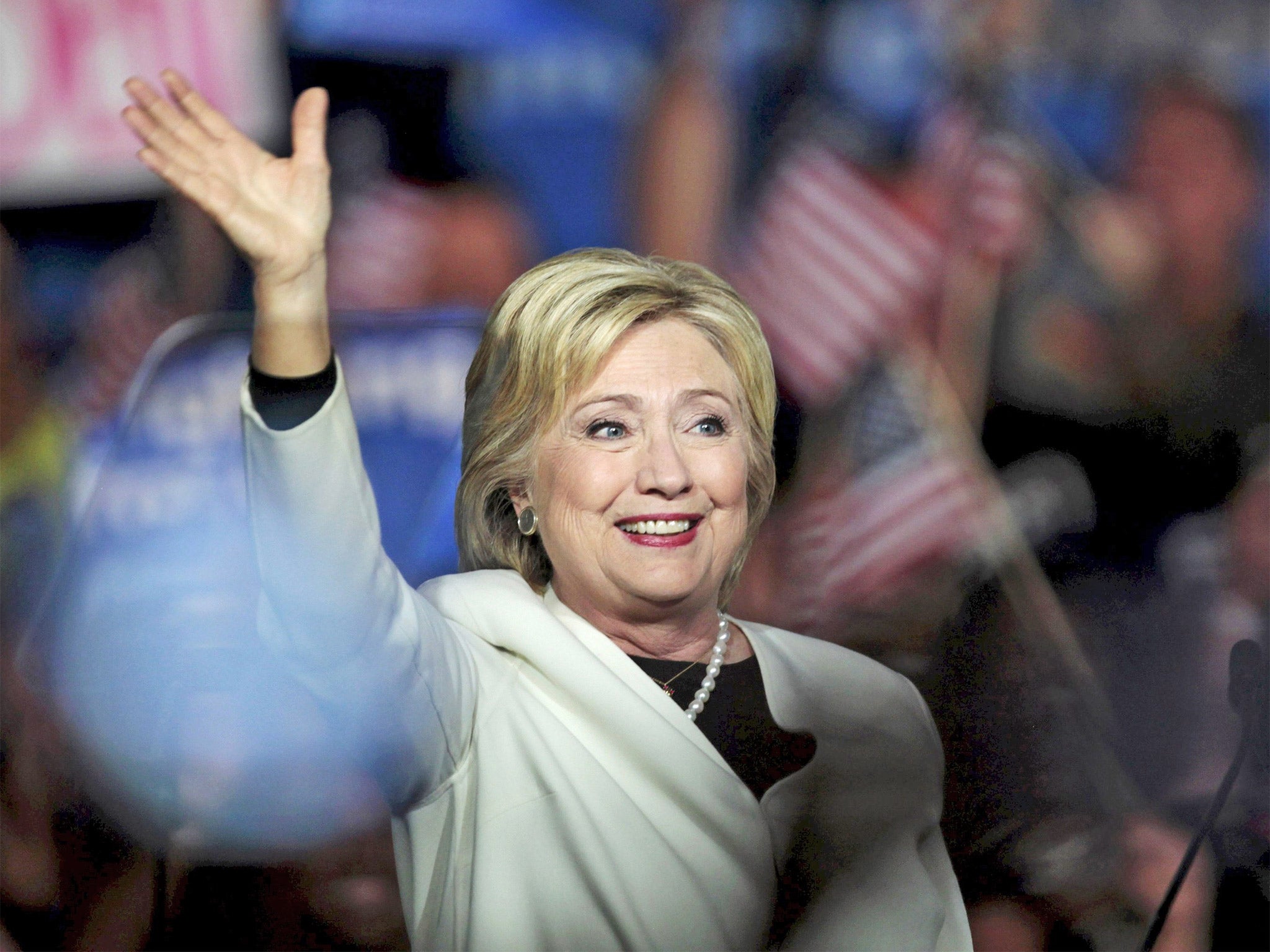 Hillary Clinton at a campaign rally in Miami on Tuesday night