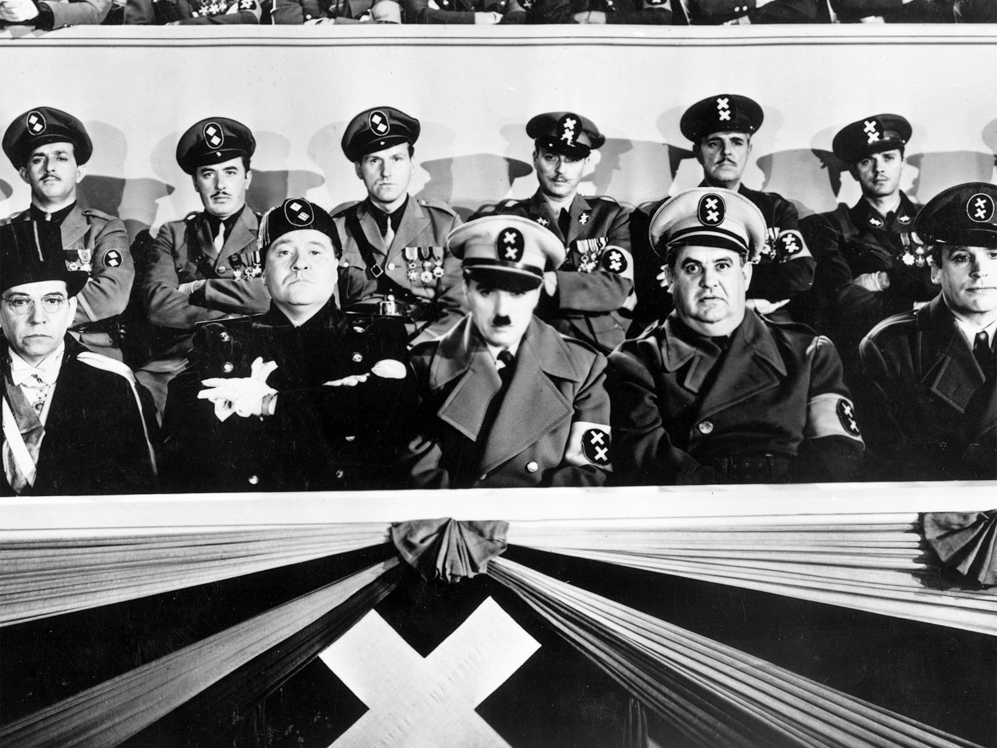 Chaplin satirising Hitler in ‘The Great Dictator’ (Rex)