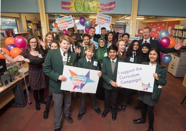 Labour MP for Ilford North, Wes Street, pictured back-centre, launches the campaign at The Forest Academy on Thursday