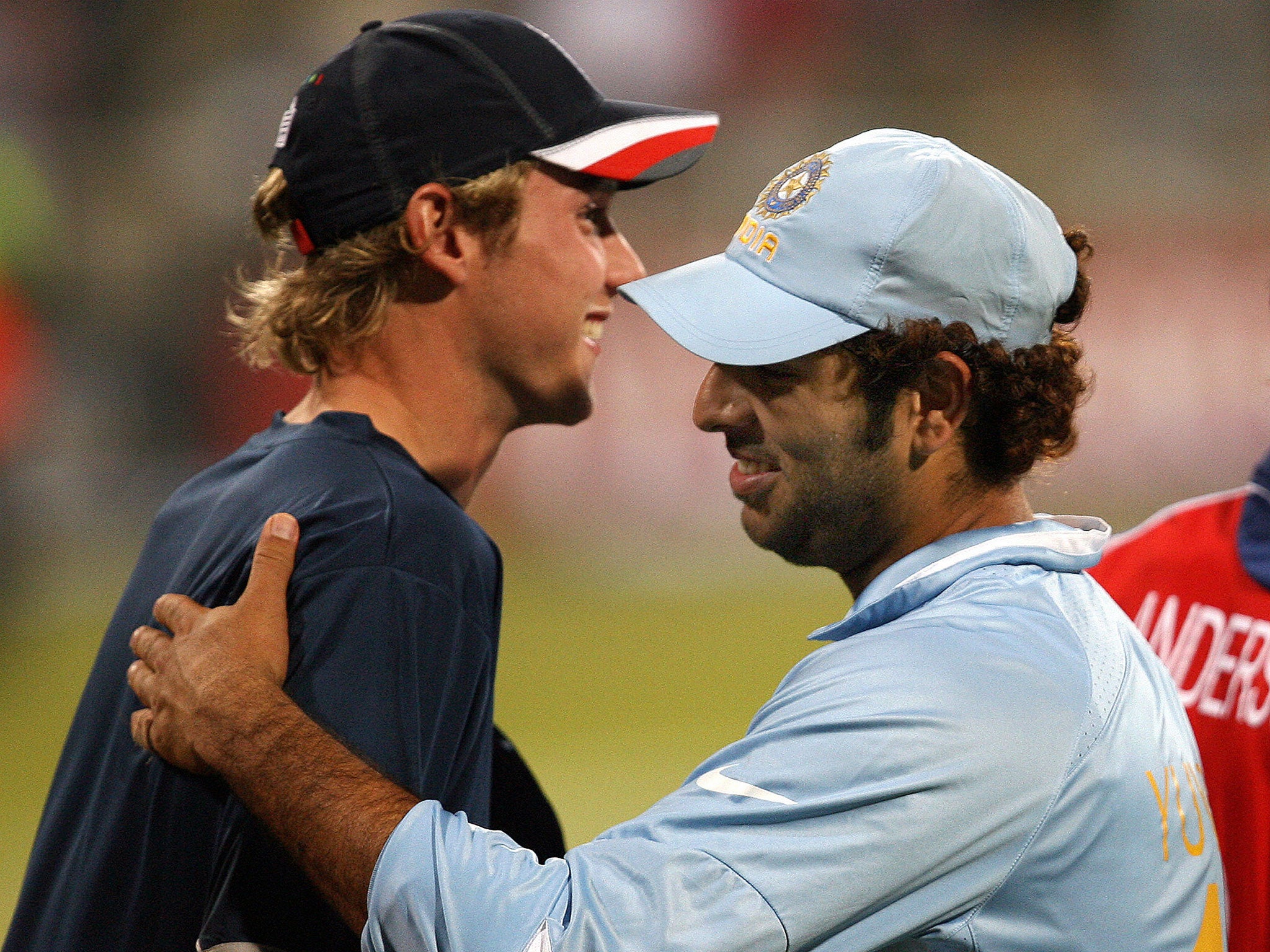 Yuvraj Singh consoles Stuart Broad