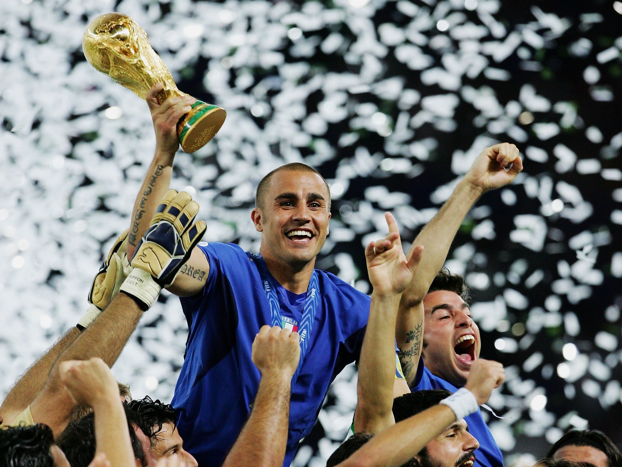 Italy captain Fabio Cannavaro lifts the World Cup in 2006