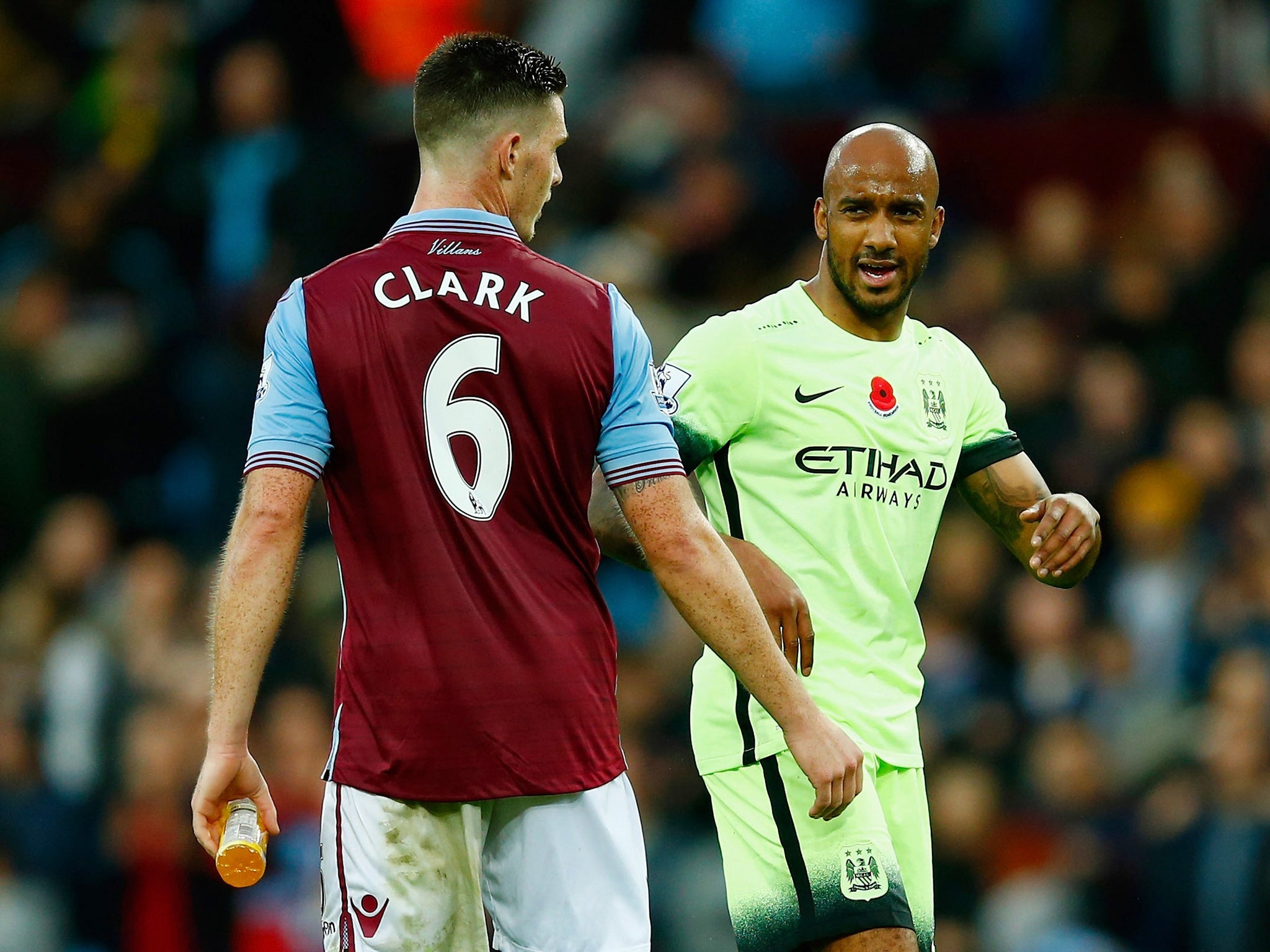 Fabian Delph in action against Aston Villa earlier this season