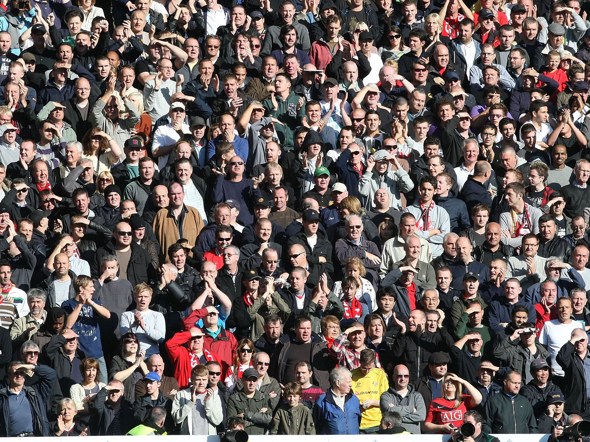 Manchester United's away end at Anfield in 2011