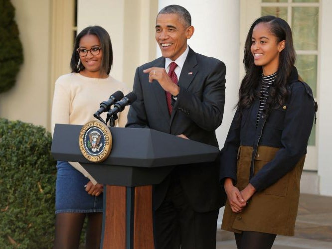 Barack Obama wants his daughter Sasha, 14, (left) to finish school before leaving Washington. Malia (right) may go to university.