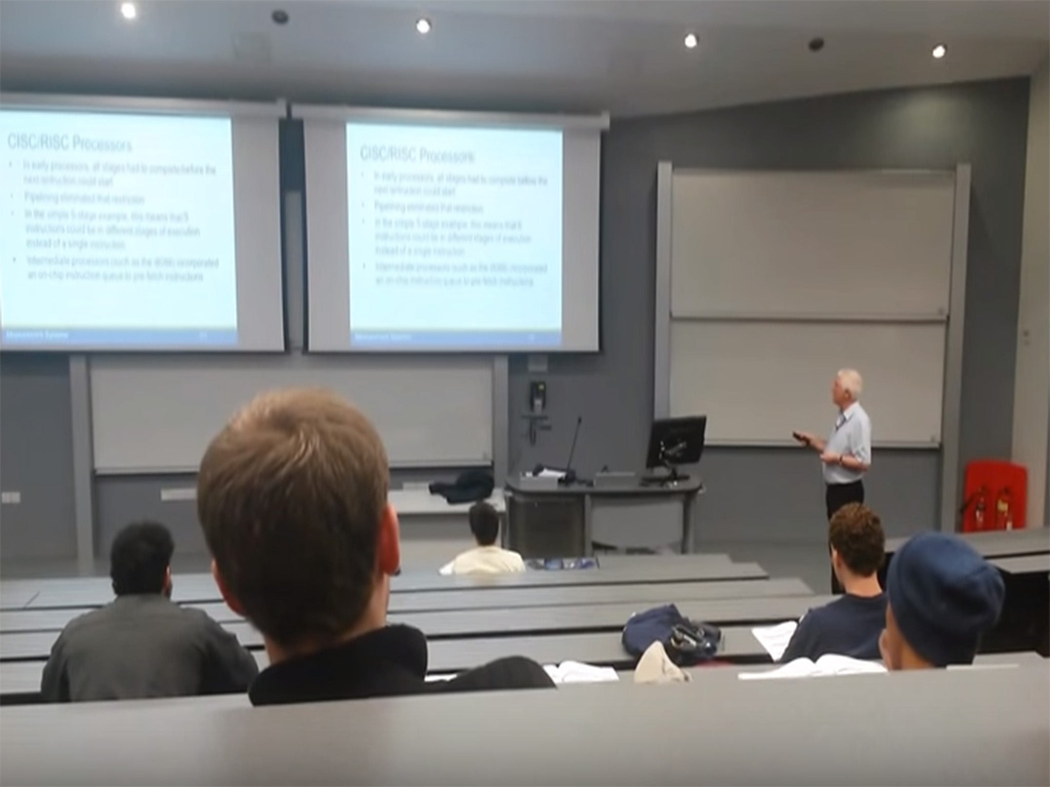 Mr Goddard giving a lecture at his Manchester University day job