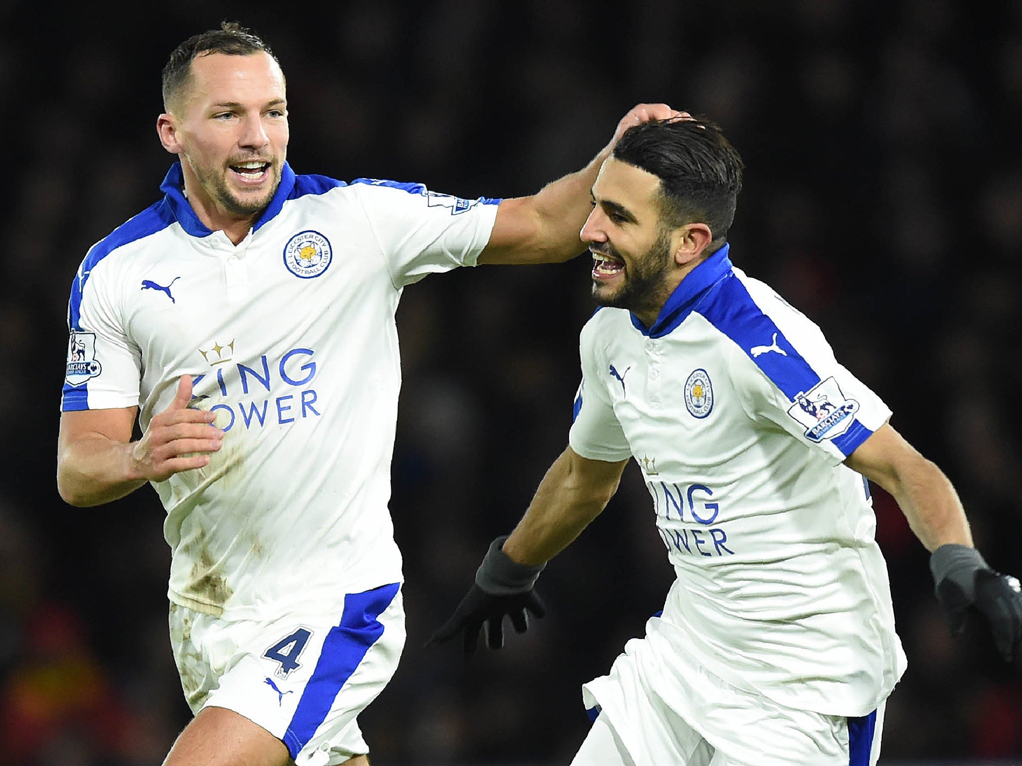 Leicester City midfielder Riyad Mahrez celebrates his goal