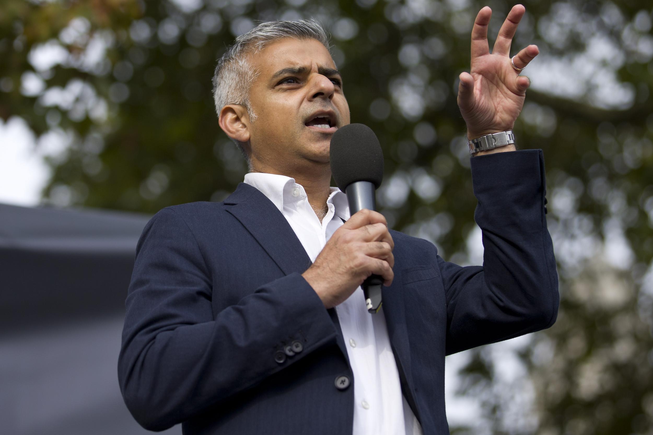 Labour candidate Sadiq Khan in Westminster