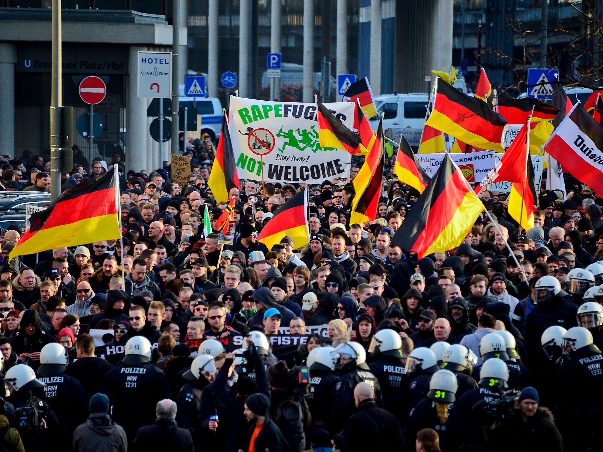 The attacks came hours after a Pegida march (Getty)