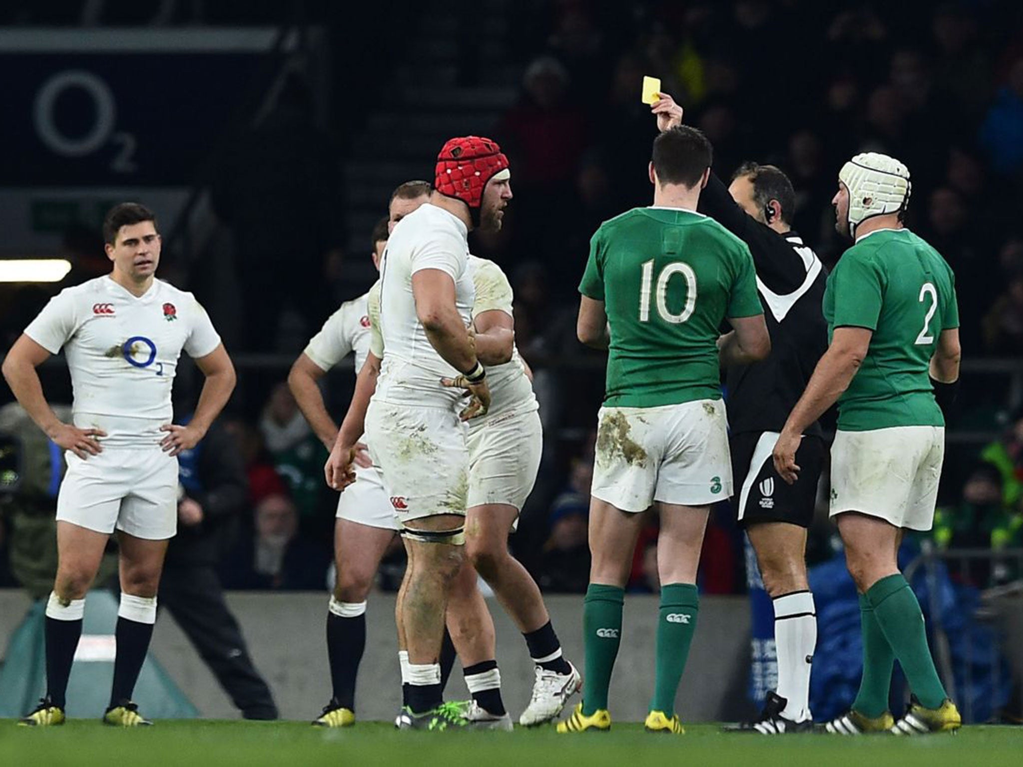 England’s James Haskell being sent to the sin bin against Ireland