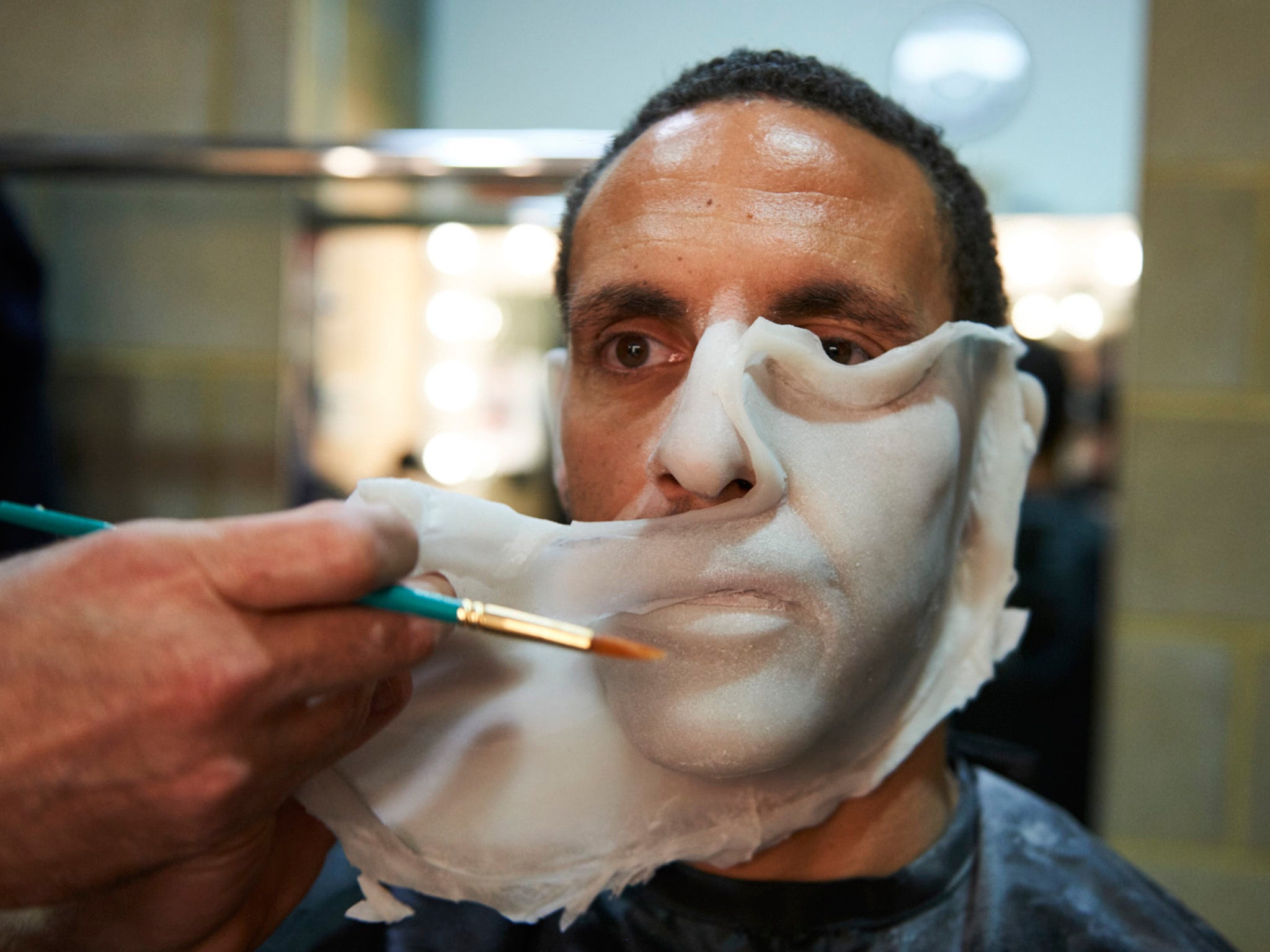 Rio Ferdinand in the make-up chair