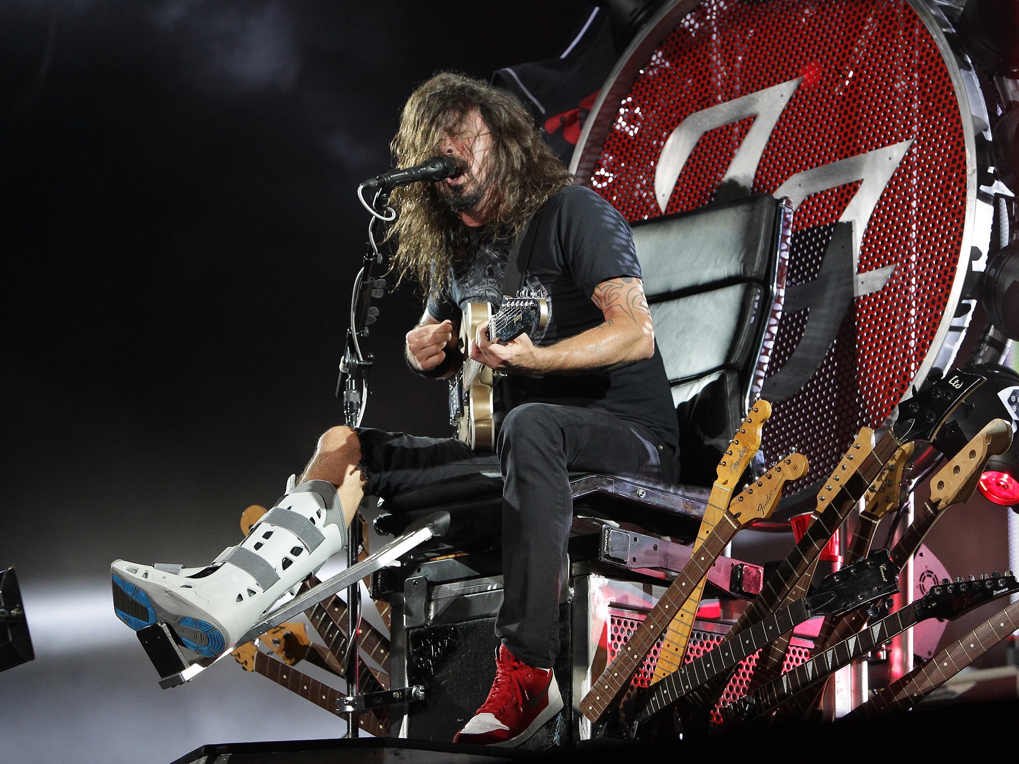 The chair-bound Dave Grohl at Glastonbury