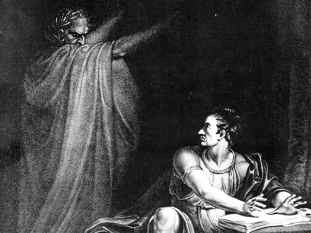 The ghost of Caesar taunts Brutus