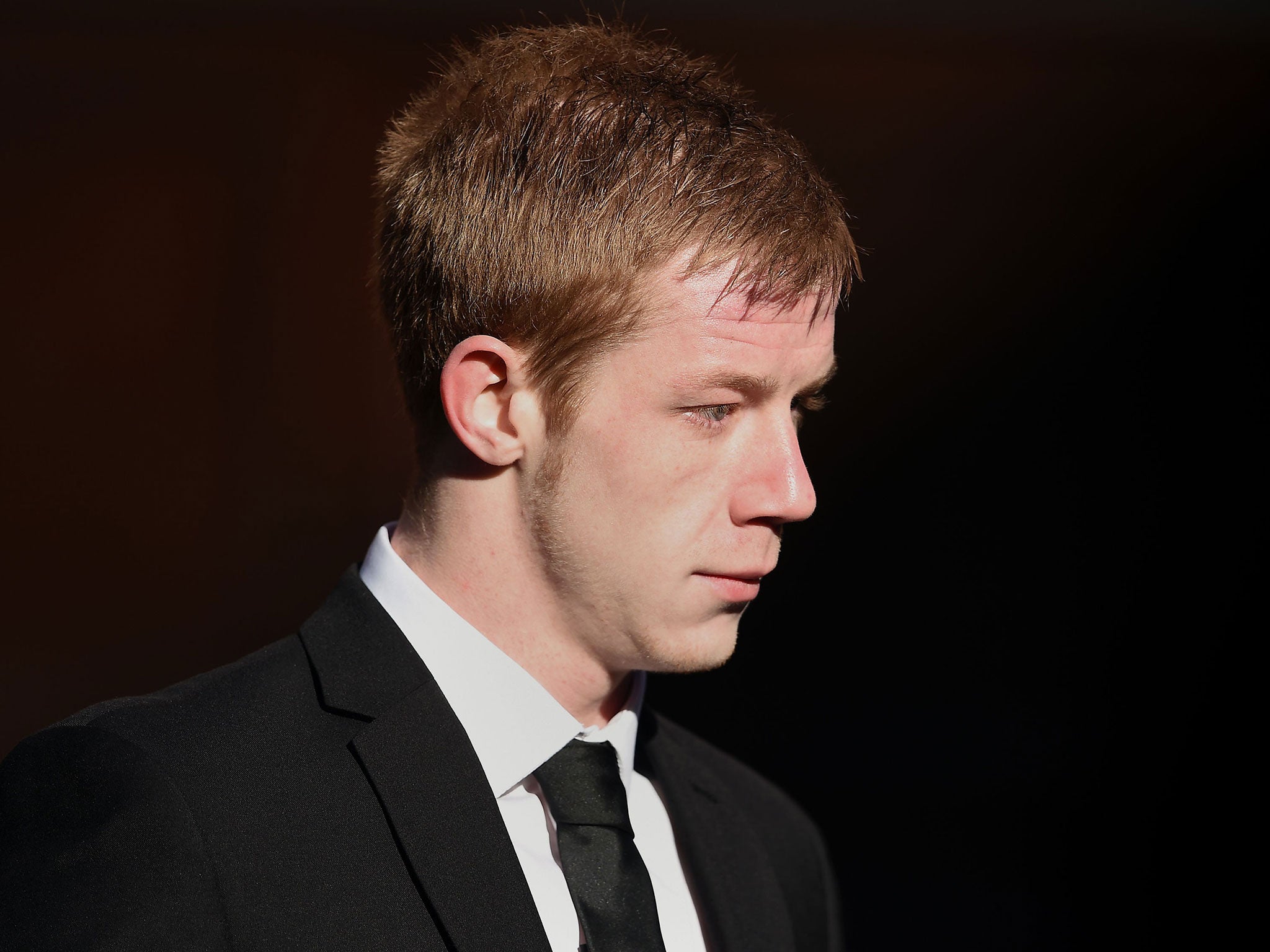 Matthew Rigby, 22, outside Birmingham Crown Court where he is charged with murder, causing or allowing the death of a child and cruelty to a child