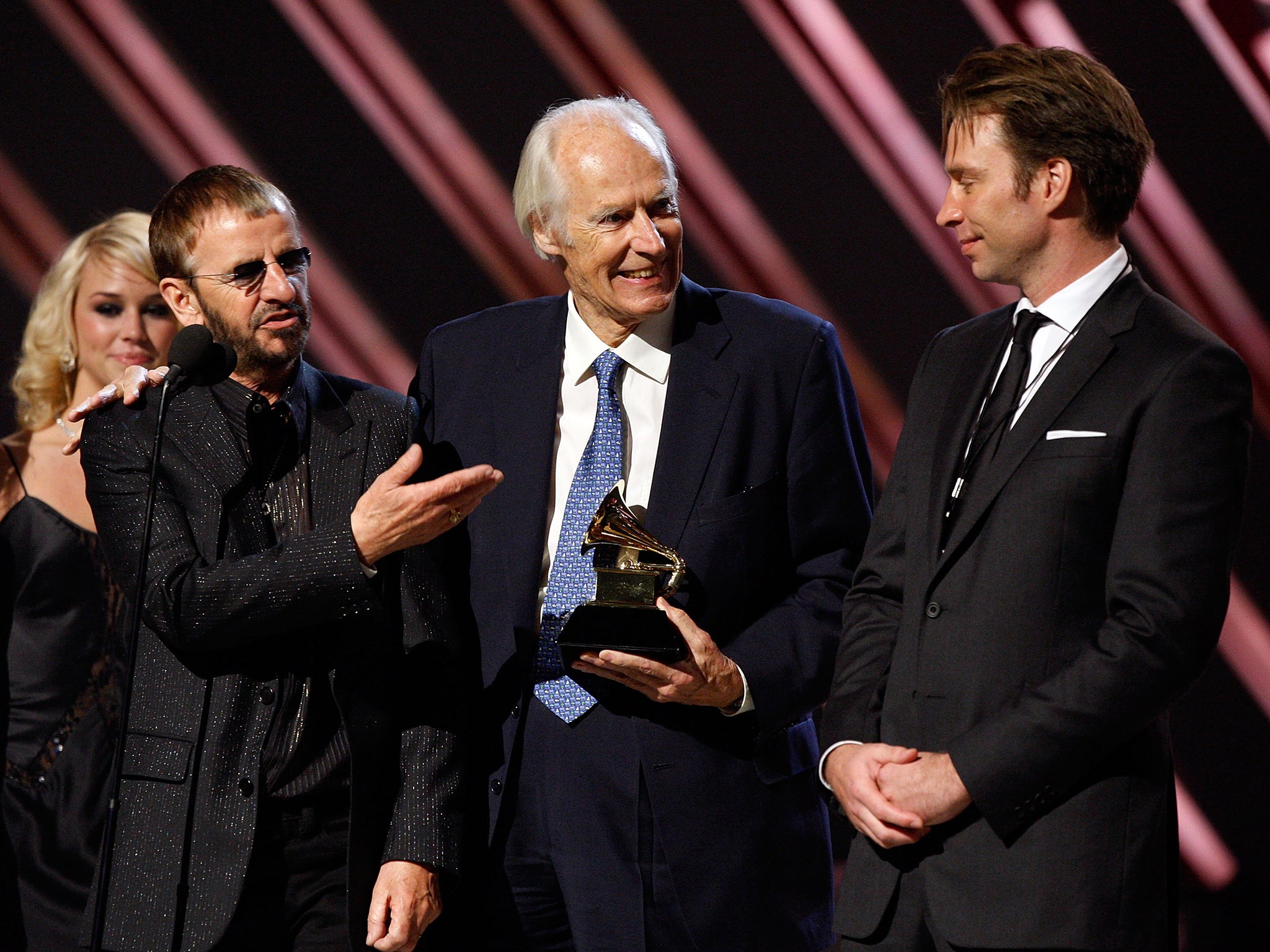 Martin on stage with Ringo Starr at the 2008 Grammys