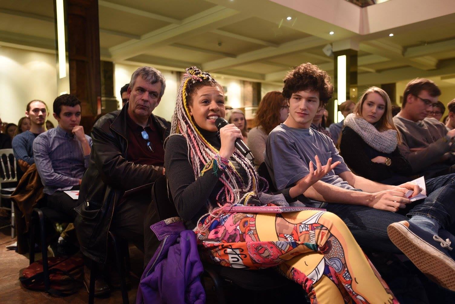 &#13;
An audience member takes the opportunity to grill the panel&#13;