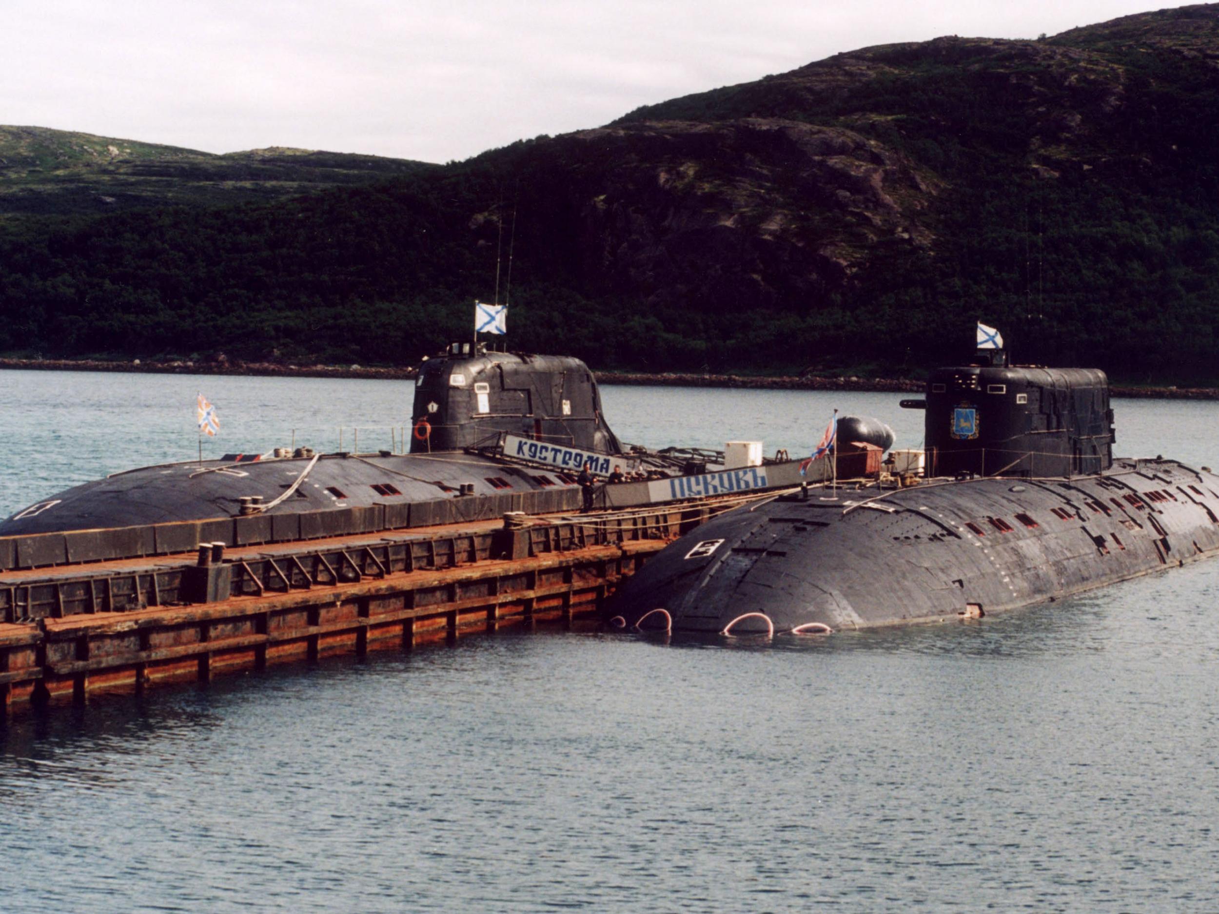 Russian submarines pictured in 2003