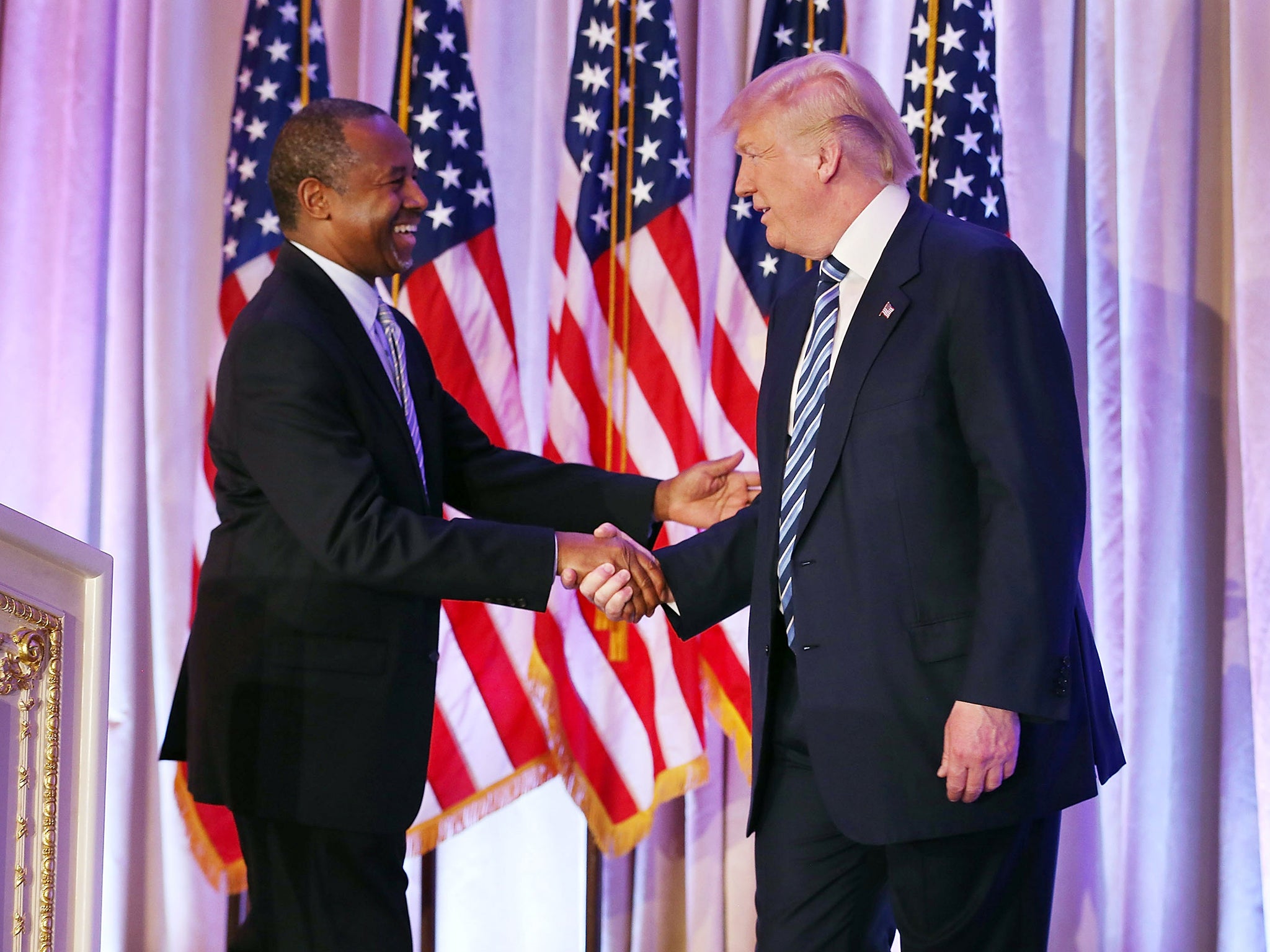 Mr Carson endorsed Mr Trump at the billionaire's Mars-A-Lago beach club in Palm Beach