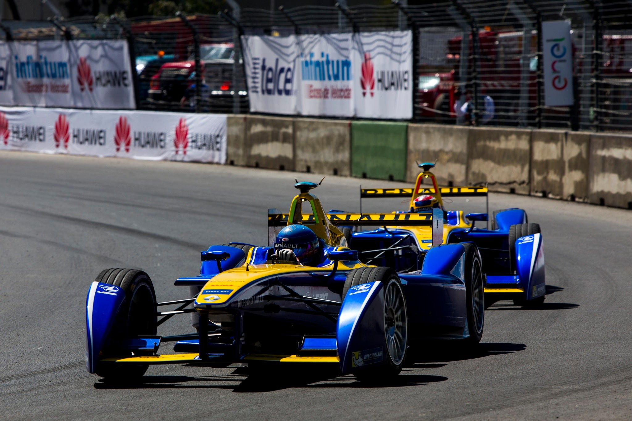 Sebastian Buemi and Nicolas Prost of E-Dams Formula E team