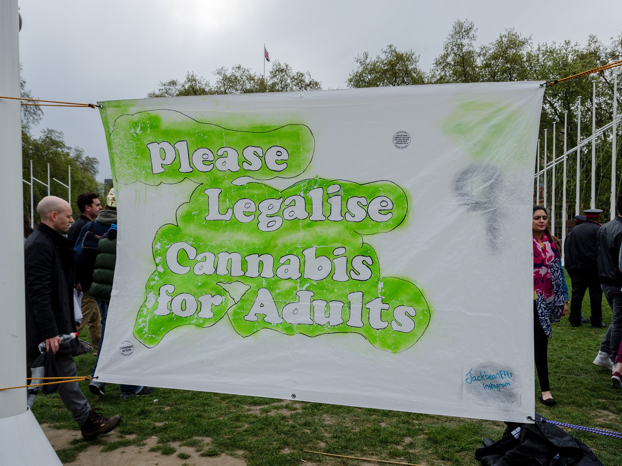 Cannabis campaigners outside Westminster last year calling for the legalisation of the drug