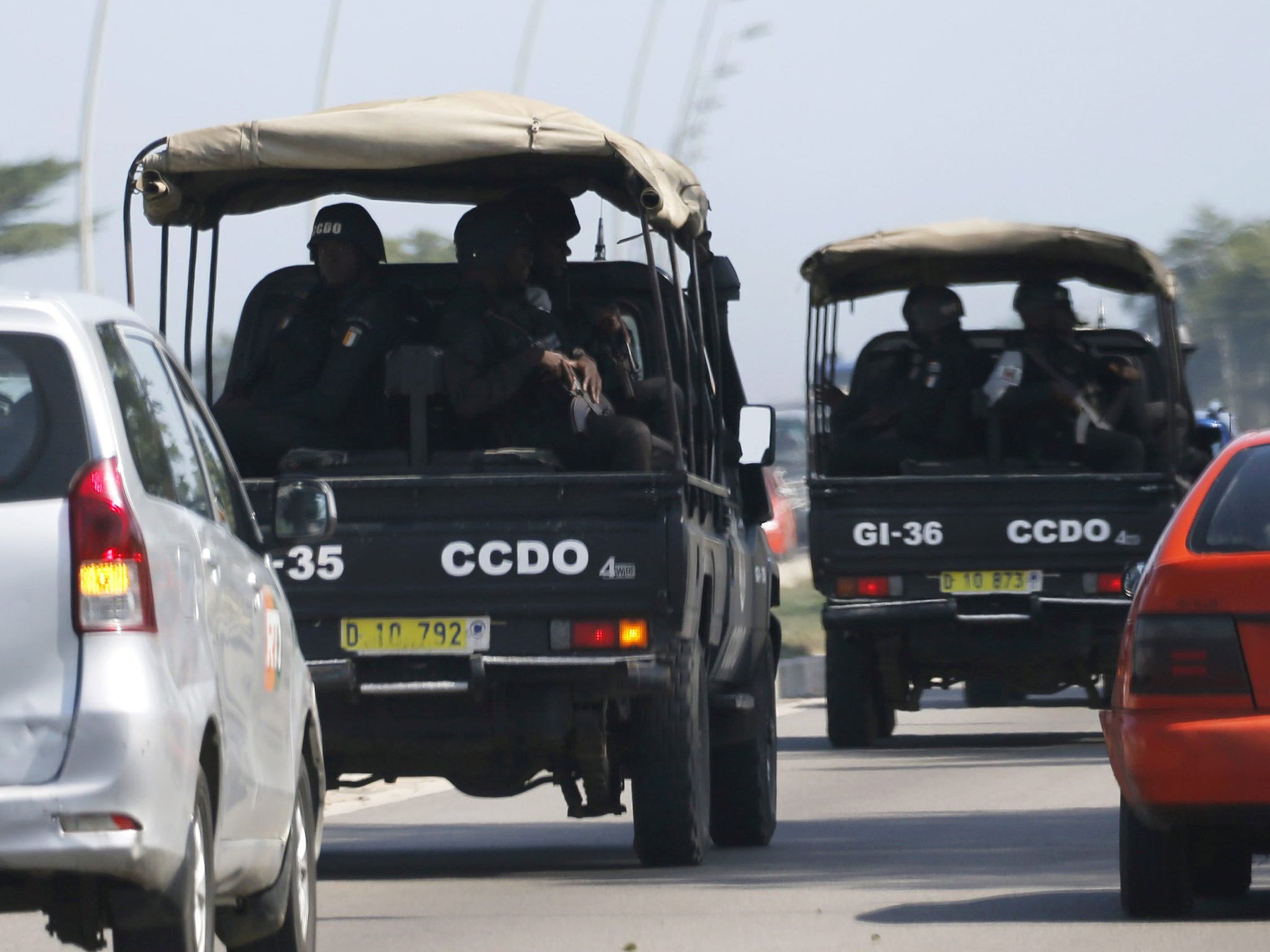 Security services en route to Grand Bassam after the shooting