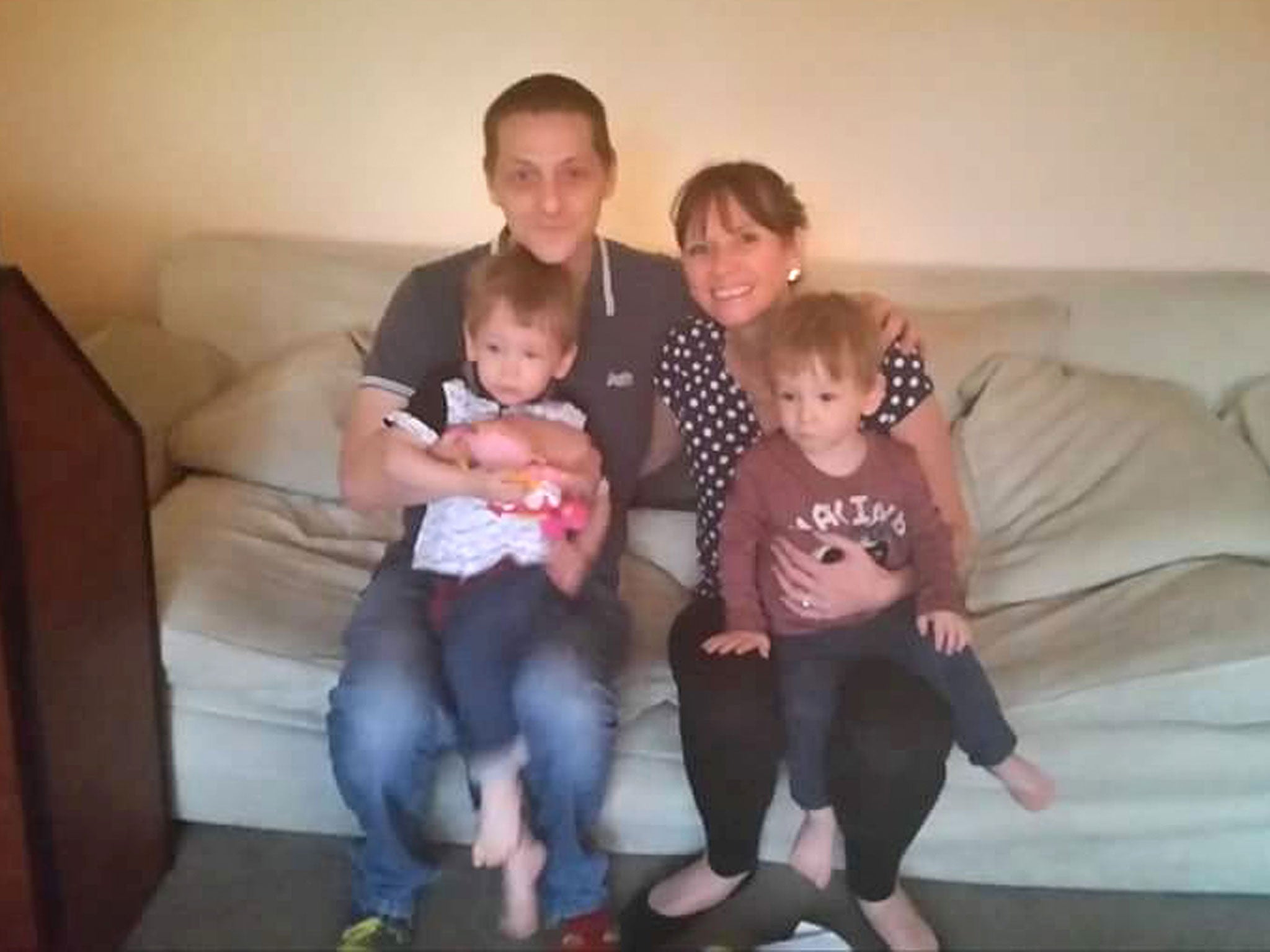 Parents Mervyn Scott and Sarah Aitken with their twins Rhys and Shaun Scott who drowned in a fishpond in Dalgety Bay, Fife.