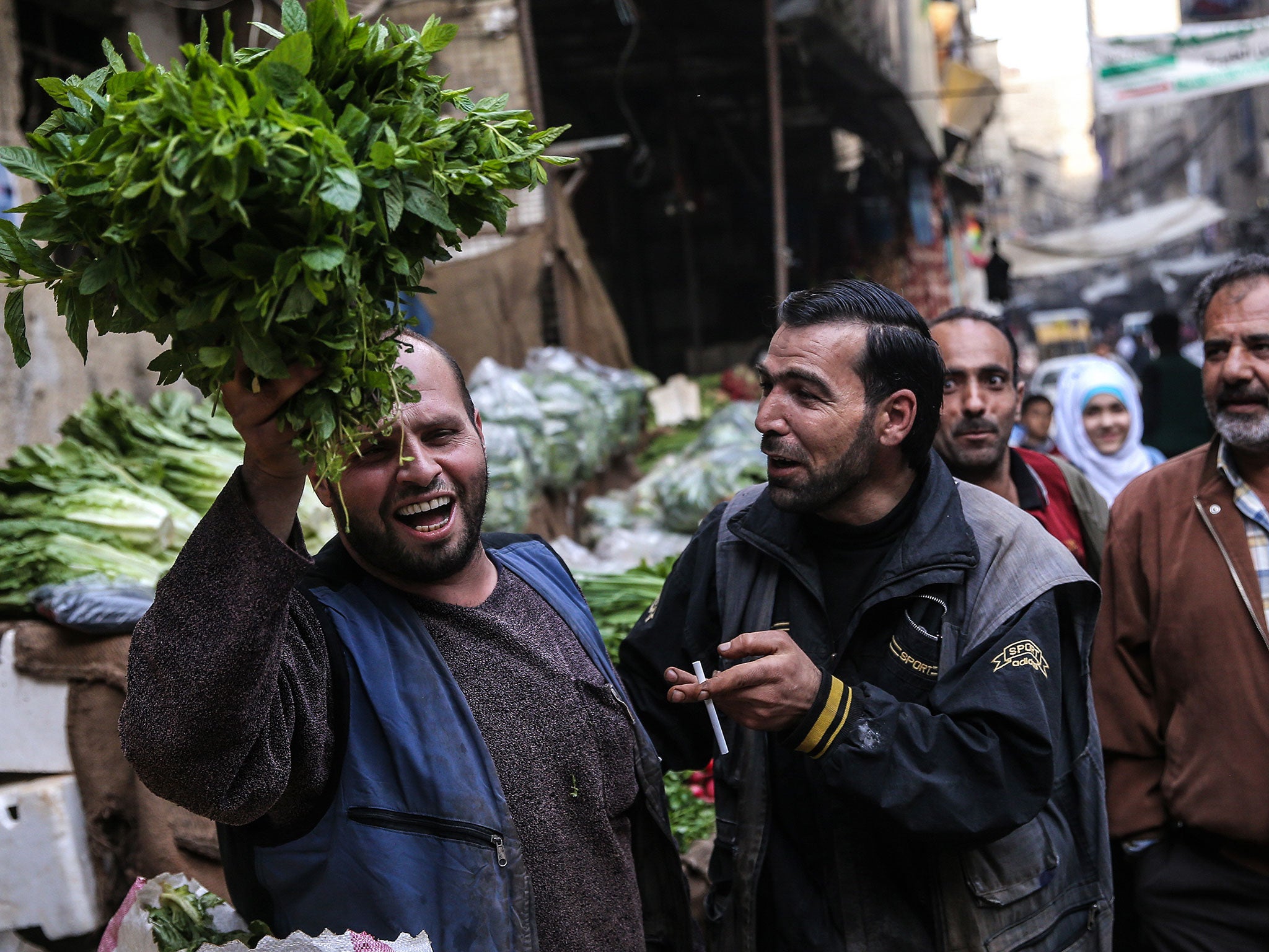 Residents of Damascus taking advantage of the ceasefire between the Syrian army and rebels