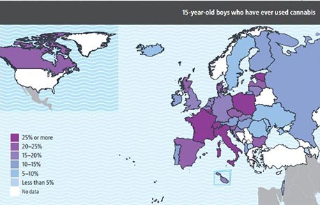 The 15-year-old boys who have ever used cannabis