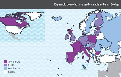 The 15-year-old boys who have used cannabis in the last 30 days