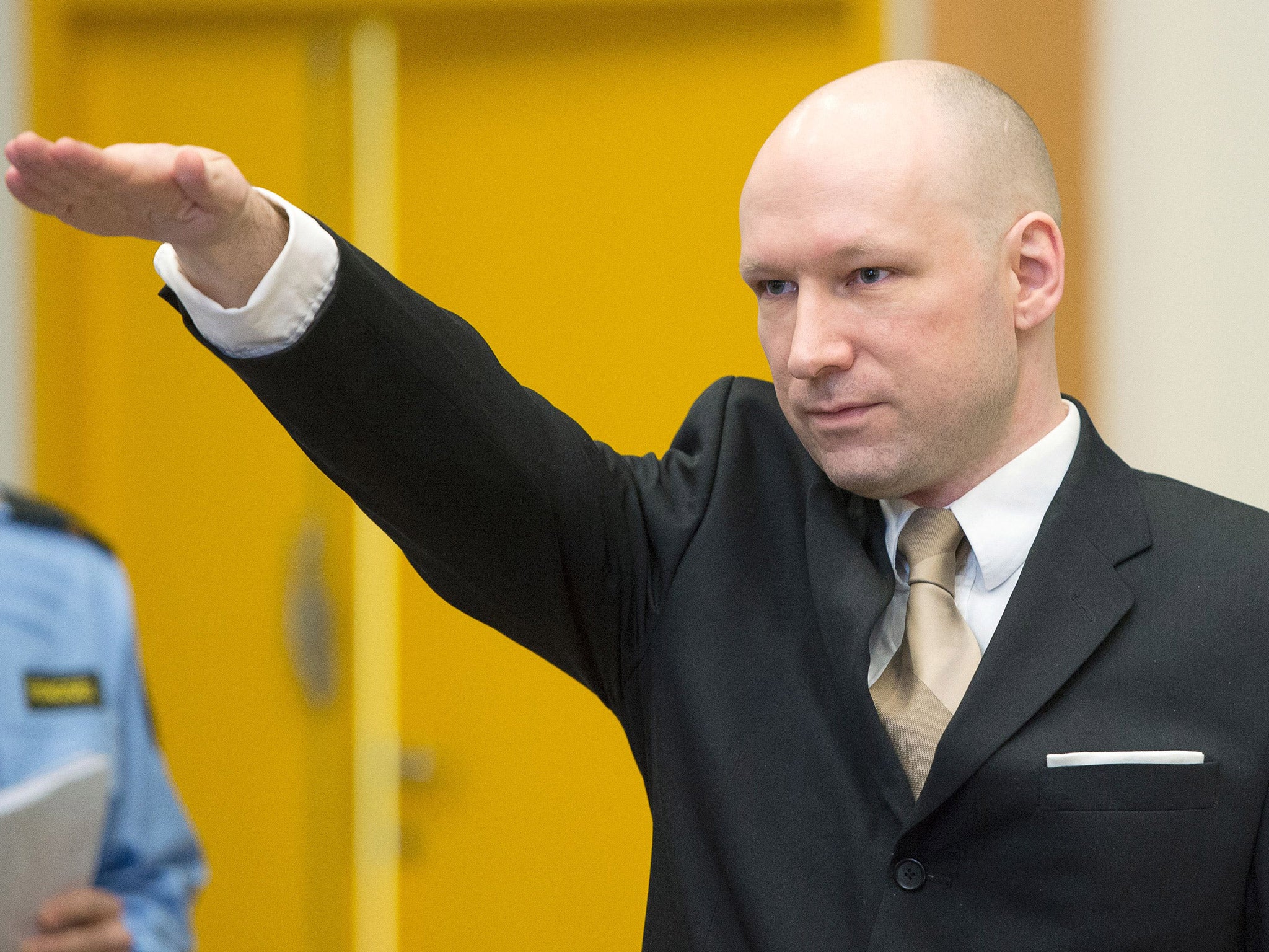 Breivik during a court appearance in Norway