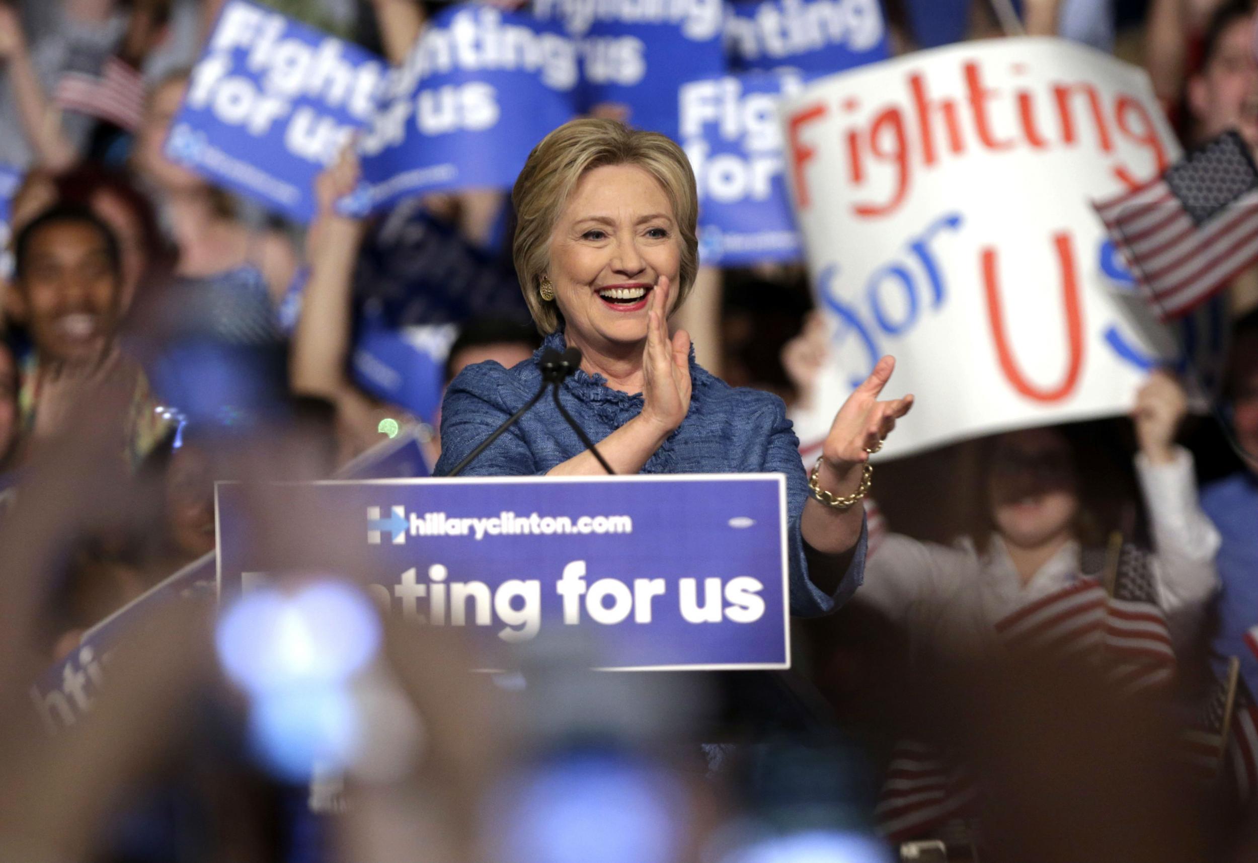 Ms Clinton delivered a rousing victory speech in Florida