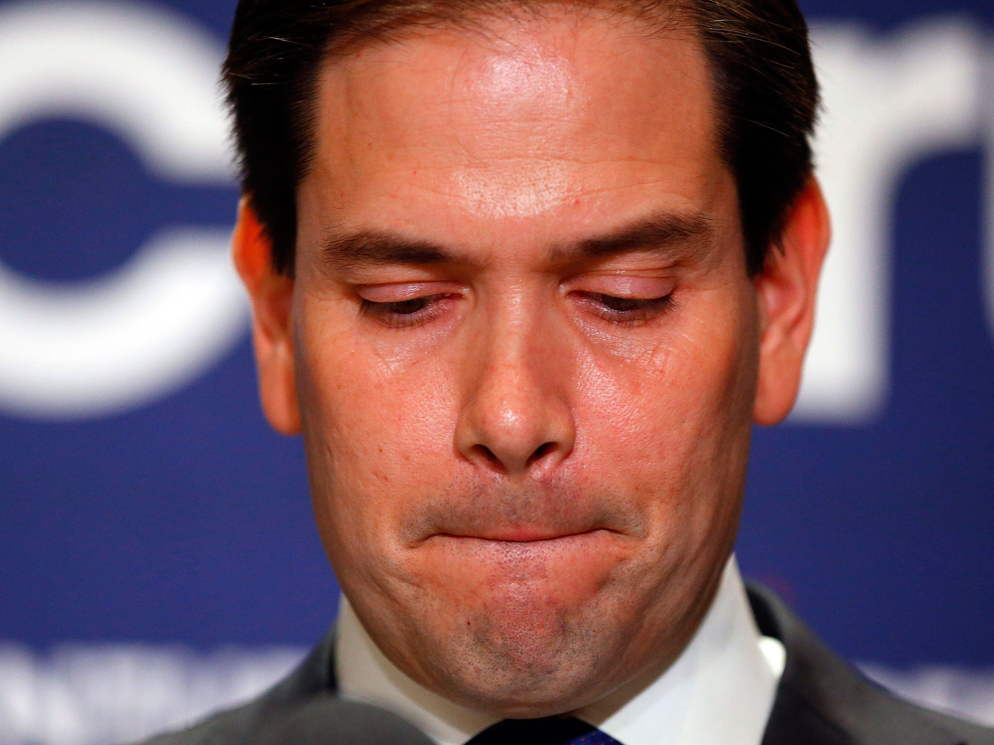 Republican presidential candidate Marco Rubio speaks to supporters following the primary in his home state of Florida