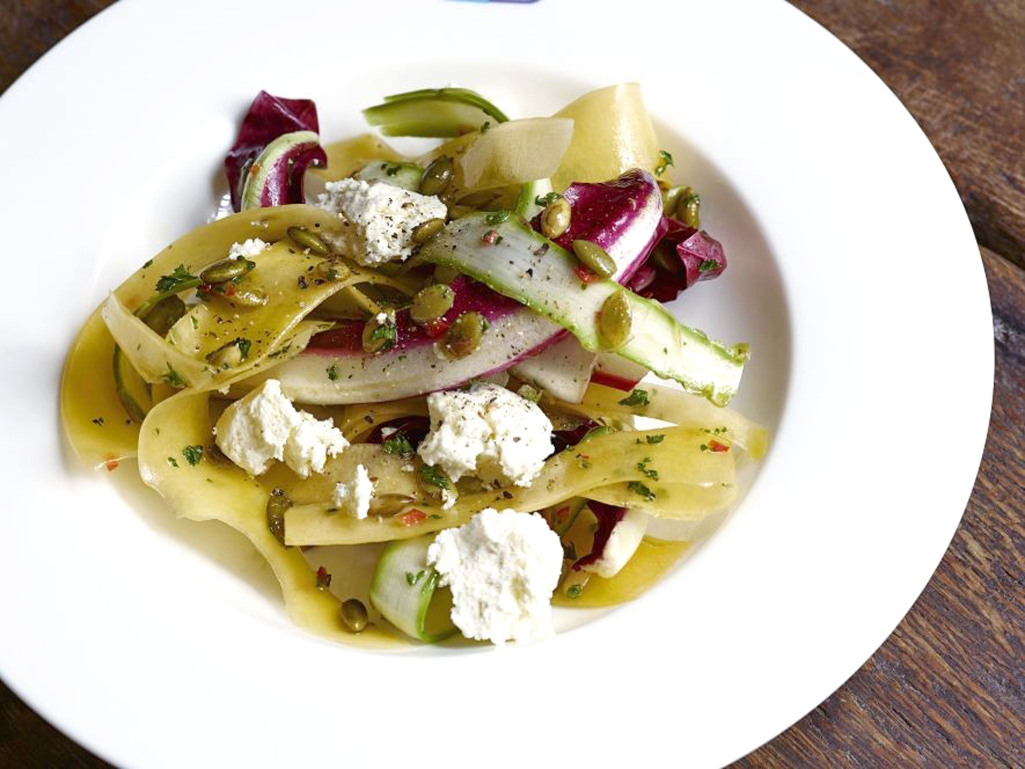 Shaved butternut squash, asparagus and Treviso salad