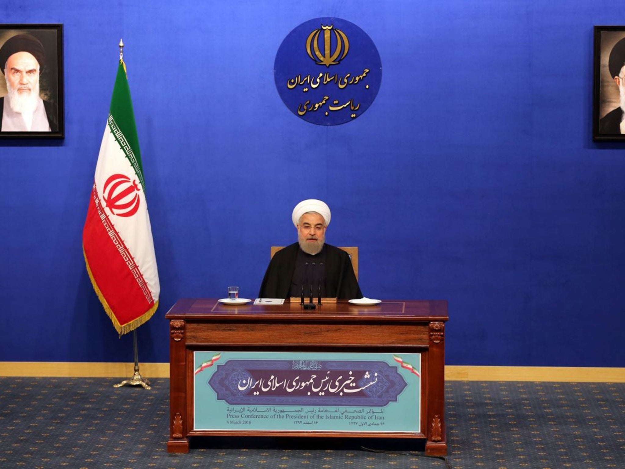 Iranian President Hassan Rouhani speaks during a press conference (AFP/Getty Images)