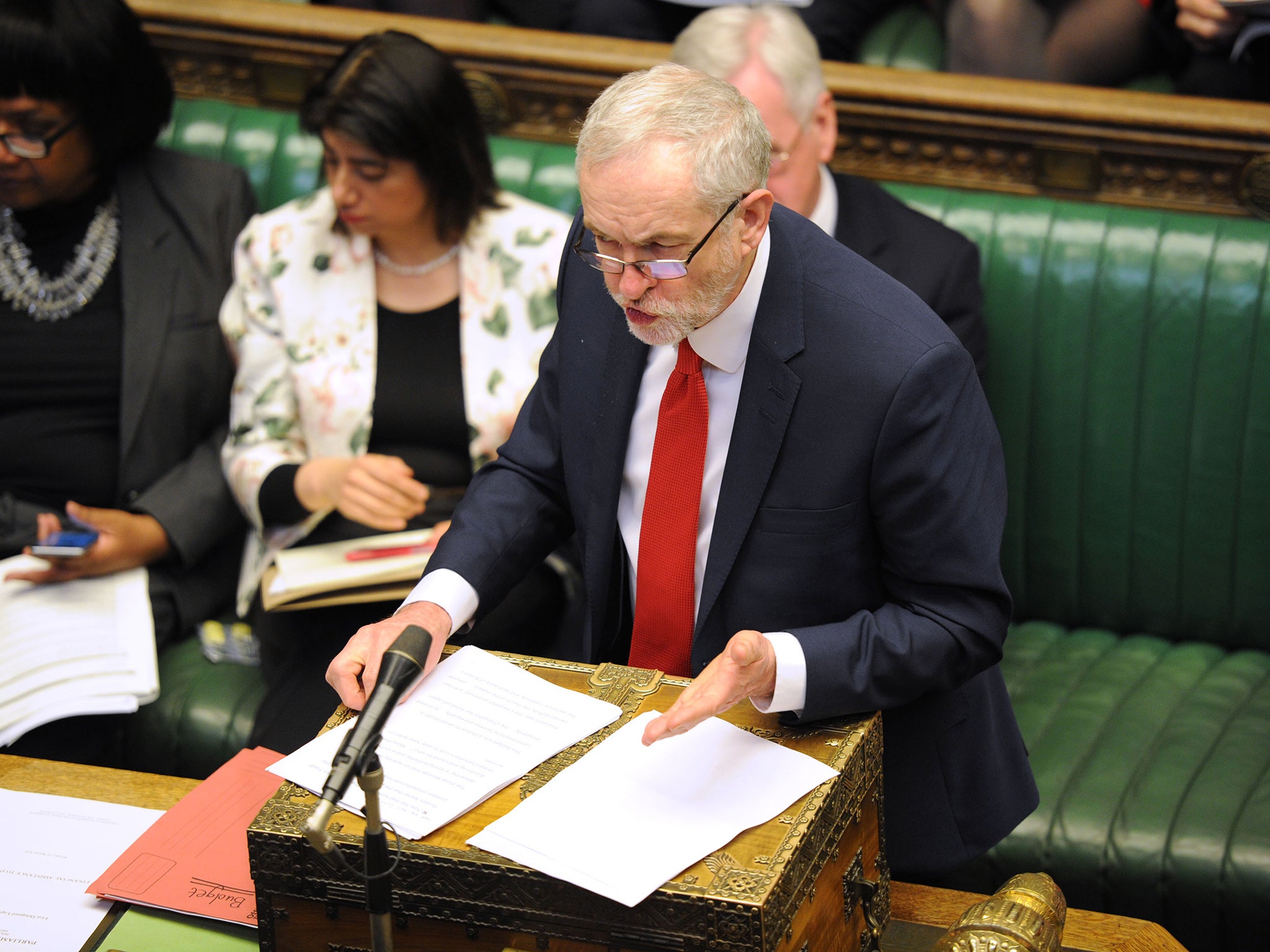 Jeremy Corbyn, leader of the Labour Party, addresses the Commons