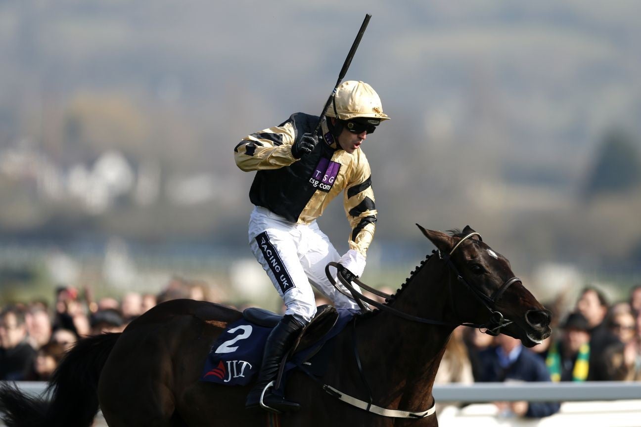 Ruby Walsh celebrates his 50th win at the Cheltenham Festival on Black Hercules