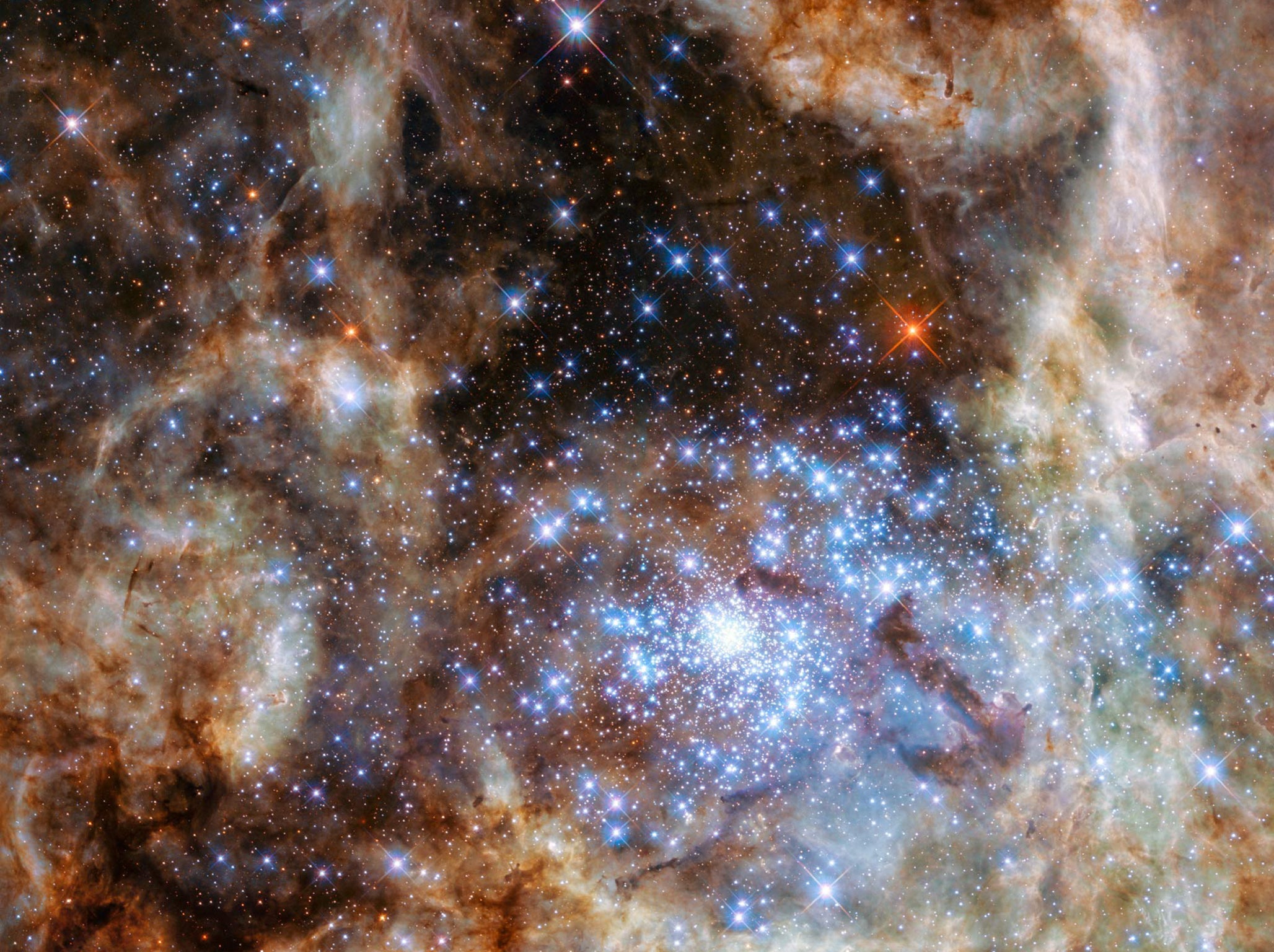 The R136 star cluster, taken from the Hubble Space Telescope