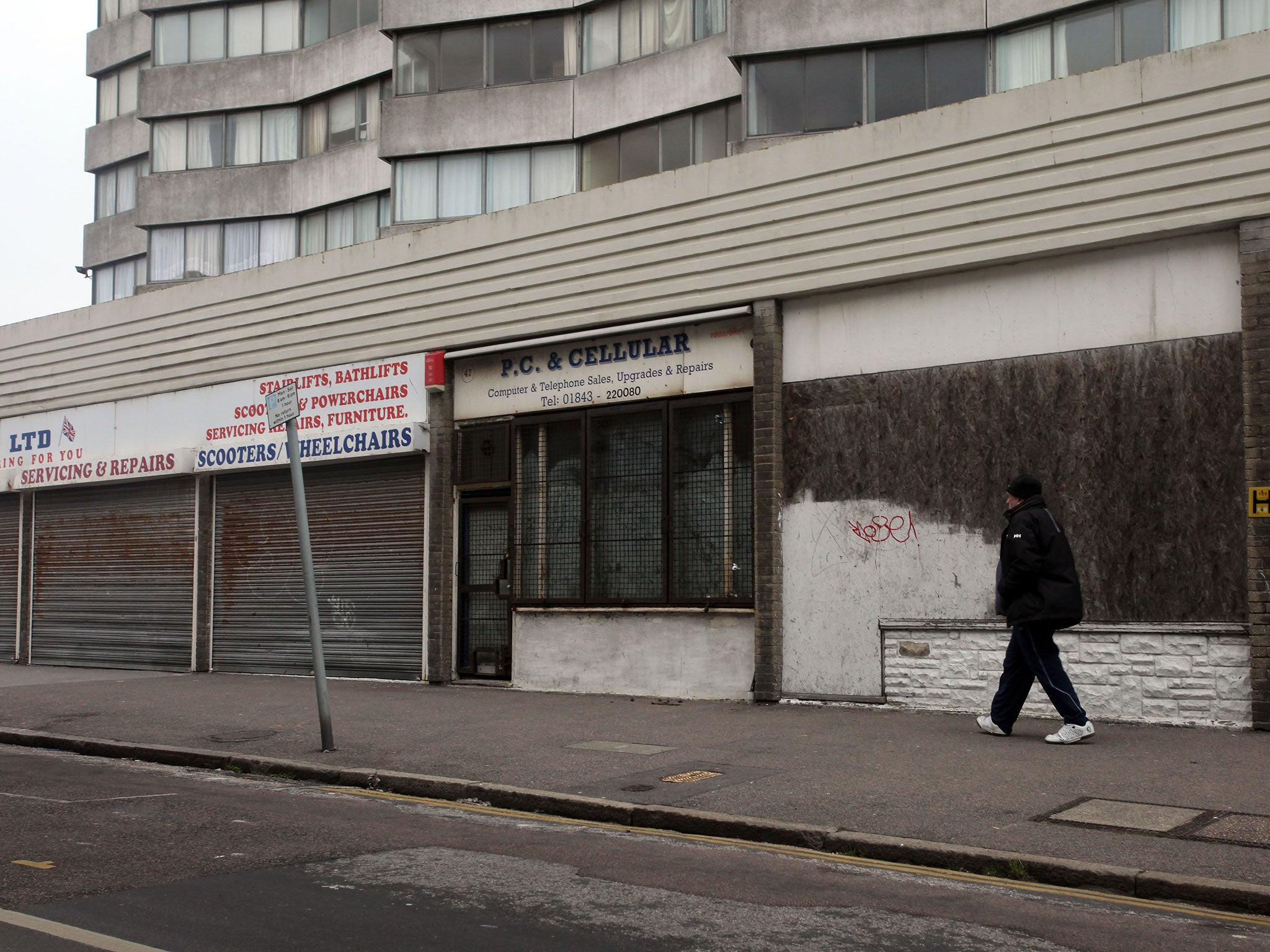 Boarded up shops in the Arlington arcade, Margate (Rex Features)