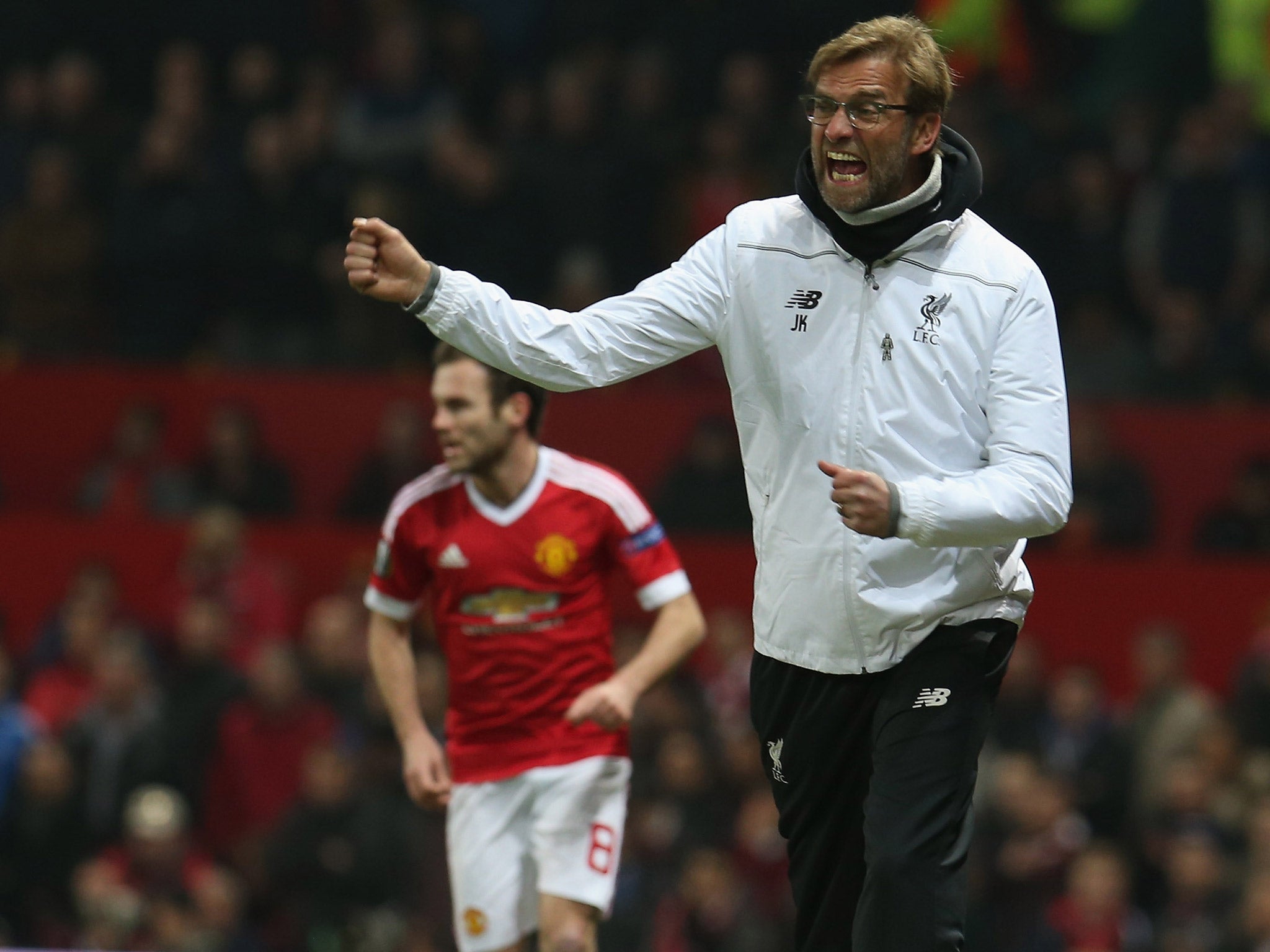 &#13;
Klopp reacts during Liverpool's 1-1 draw with Manchester United&#13;