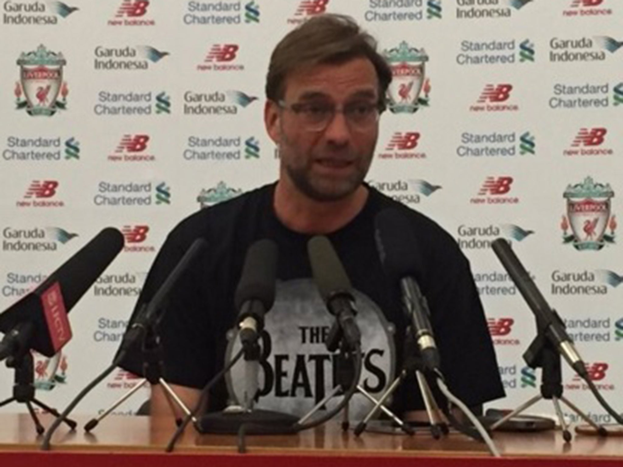 Jurgen Klopp in his Beatles T-shirt today