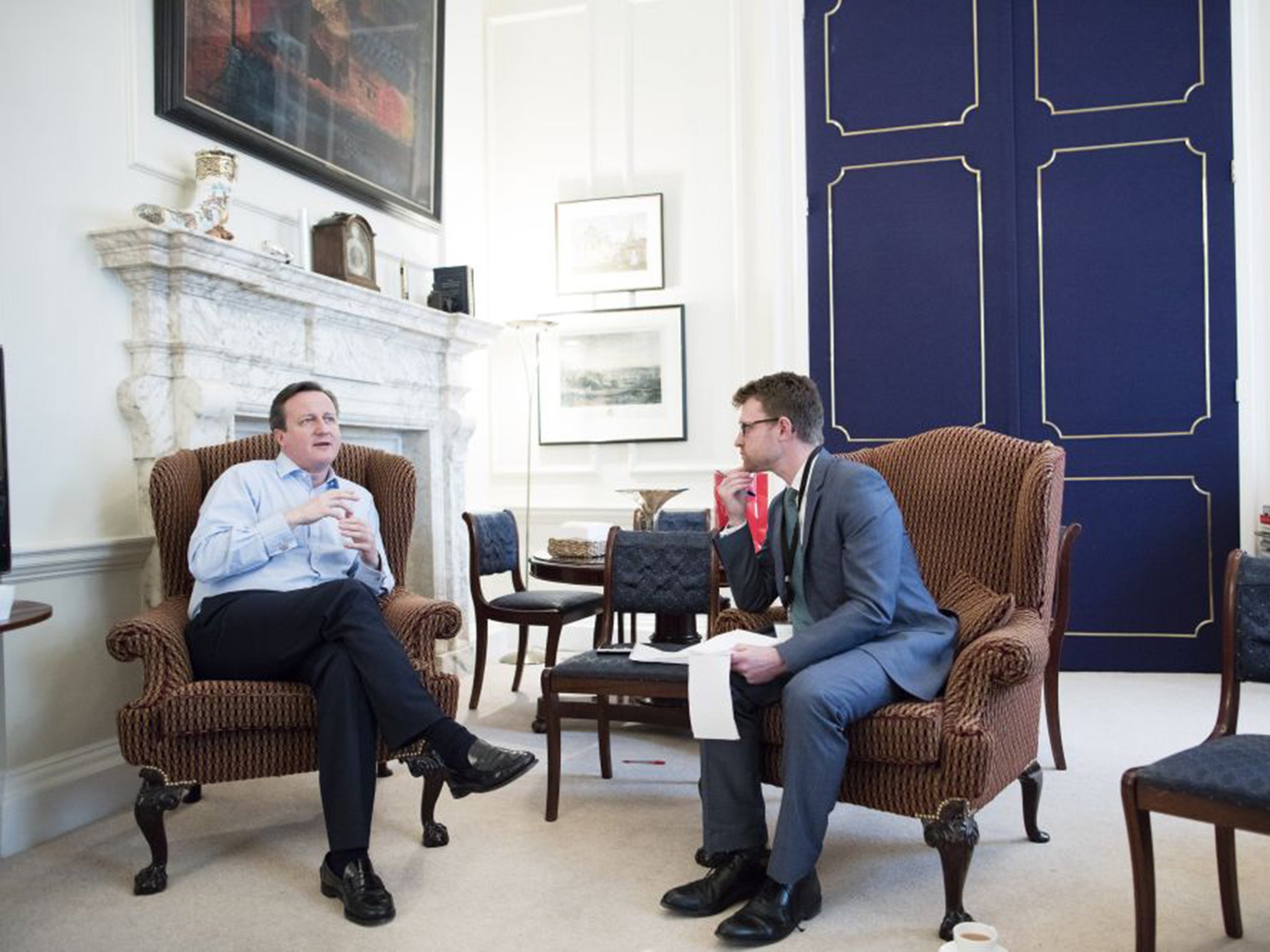 David Cameron in his Downing Street office with Tom McTague