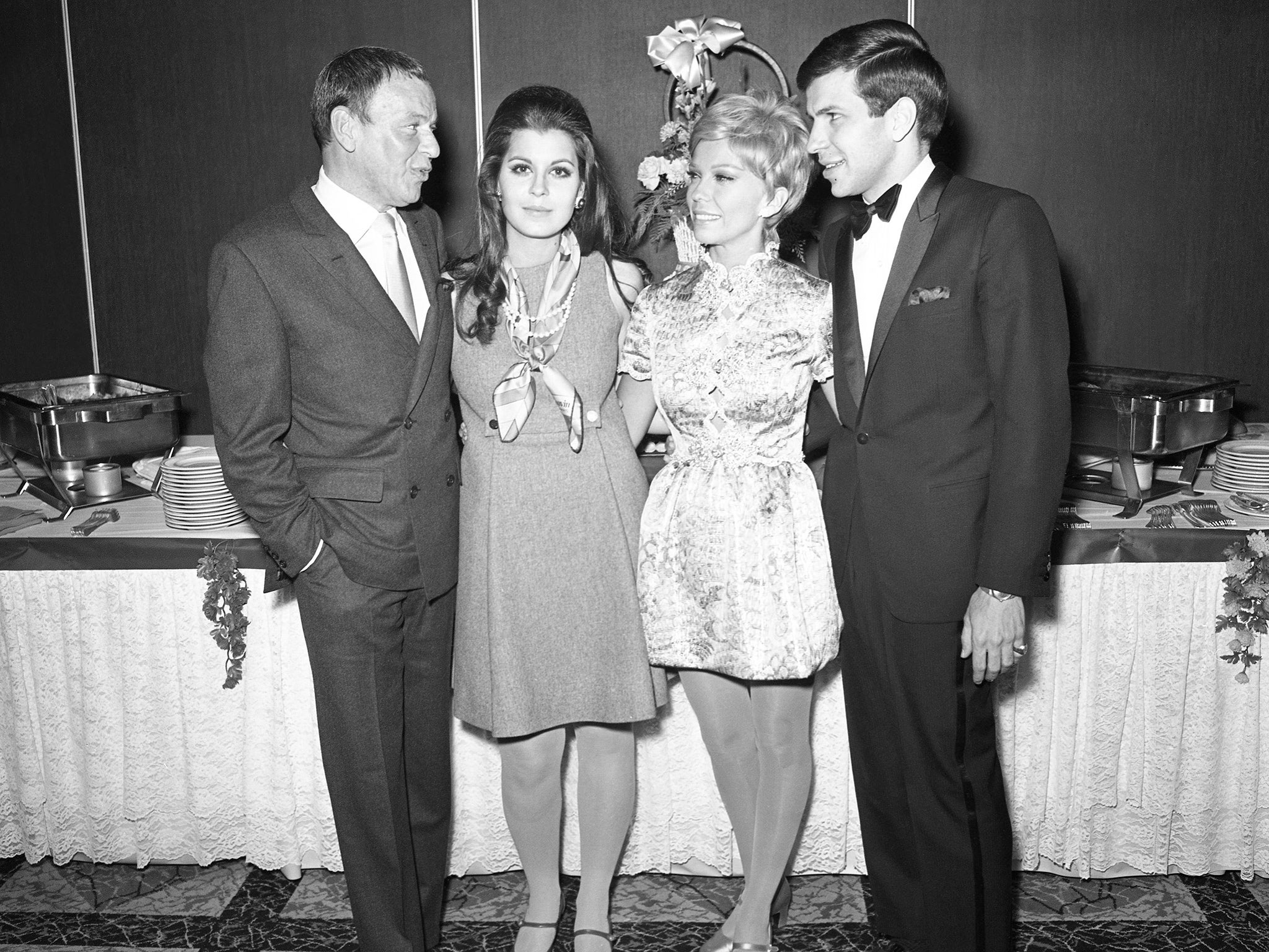 Frank Sinatra and his three children, Tina, Nancy and Frank Jnr at Caesars Palace, Las Vegas, in 1968.