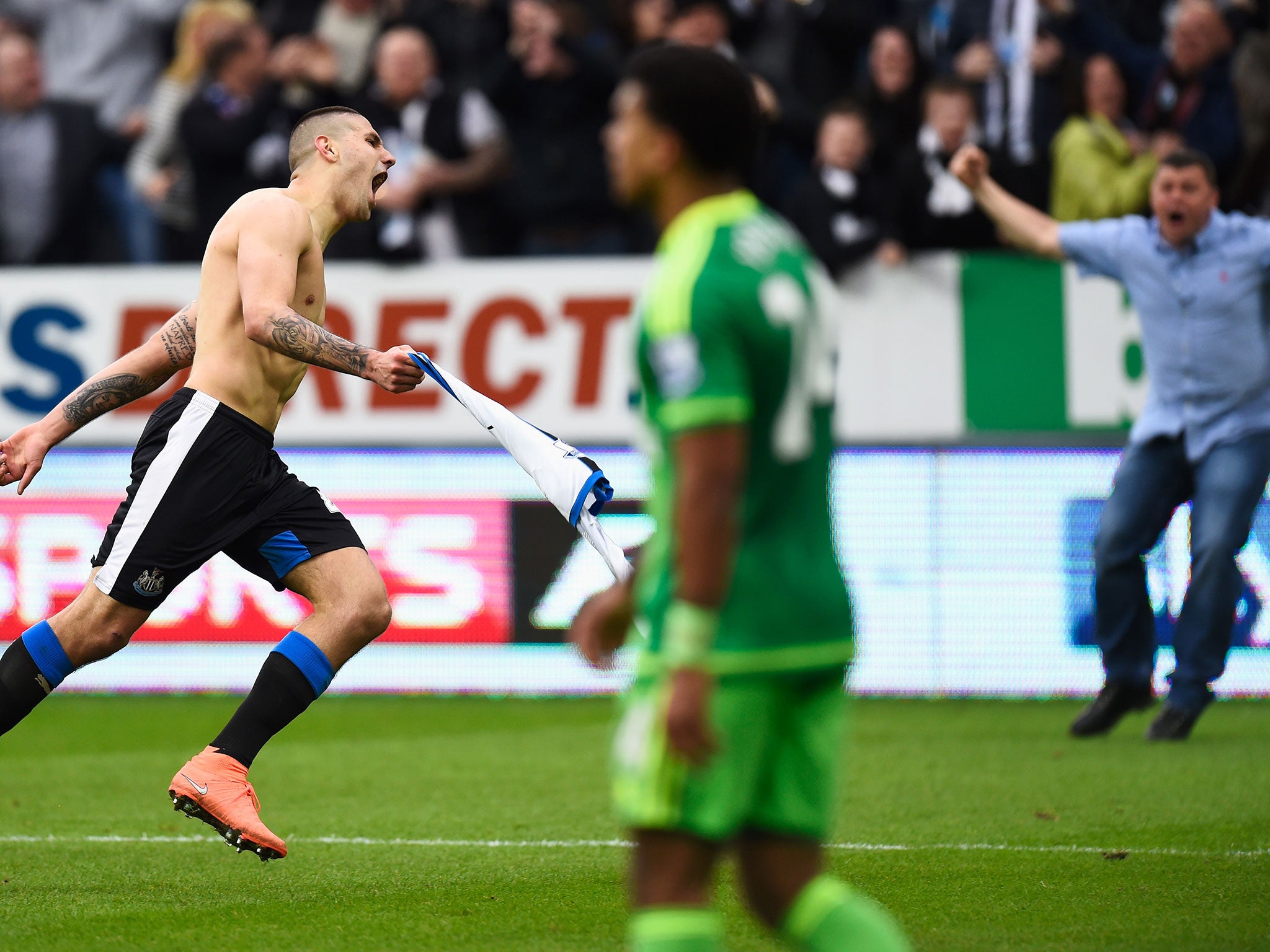 The fan comes on the pitch