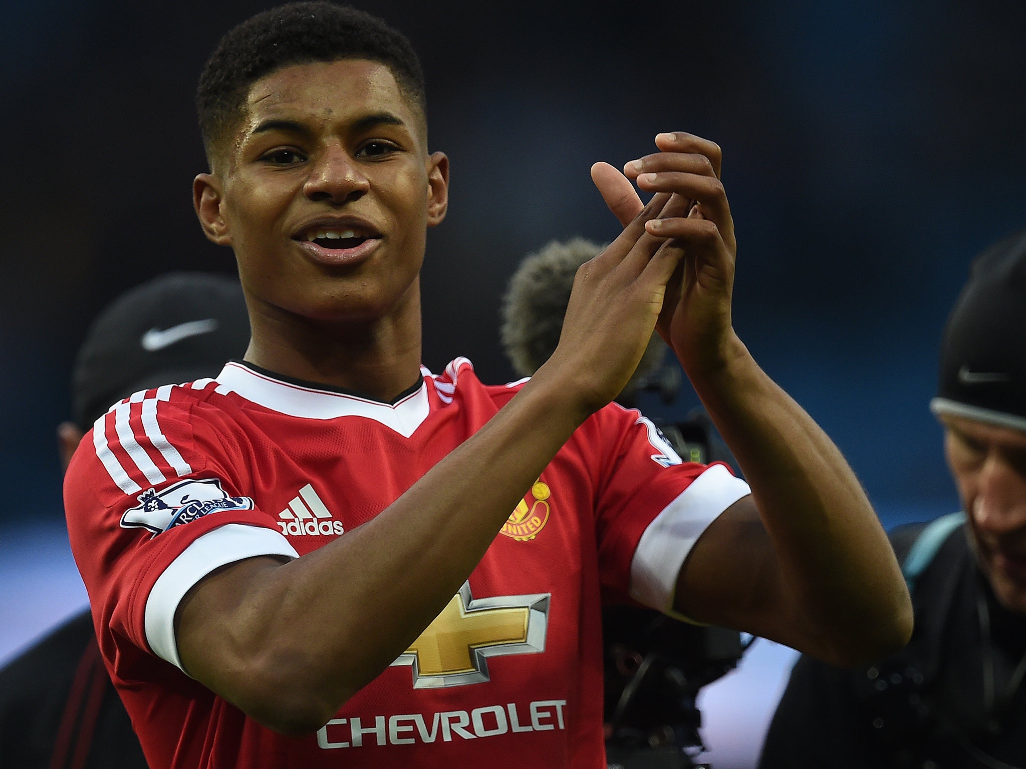 Goalscorer Marcus Rashford after the match