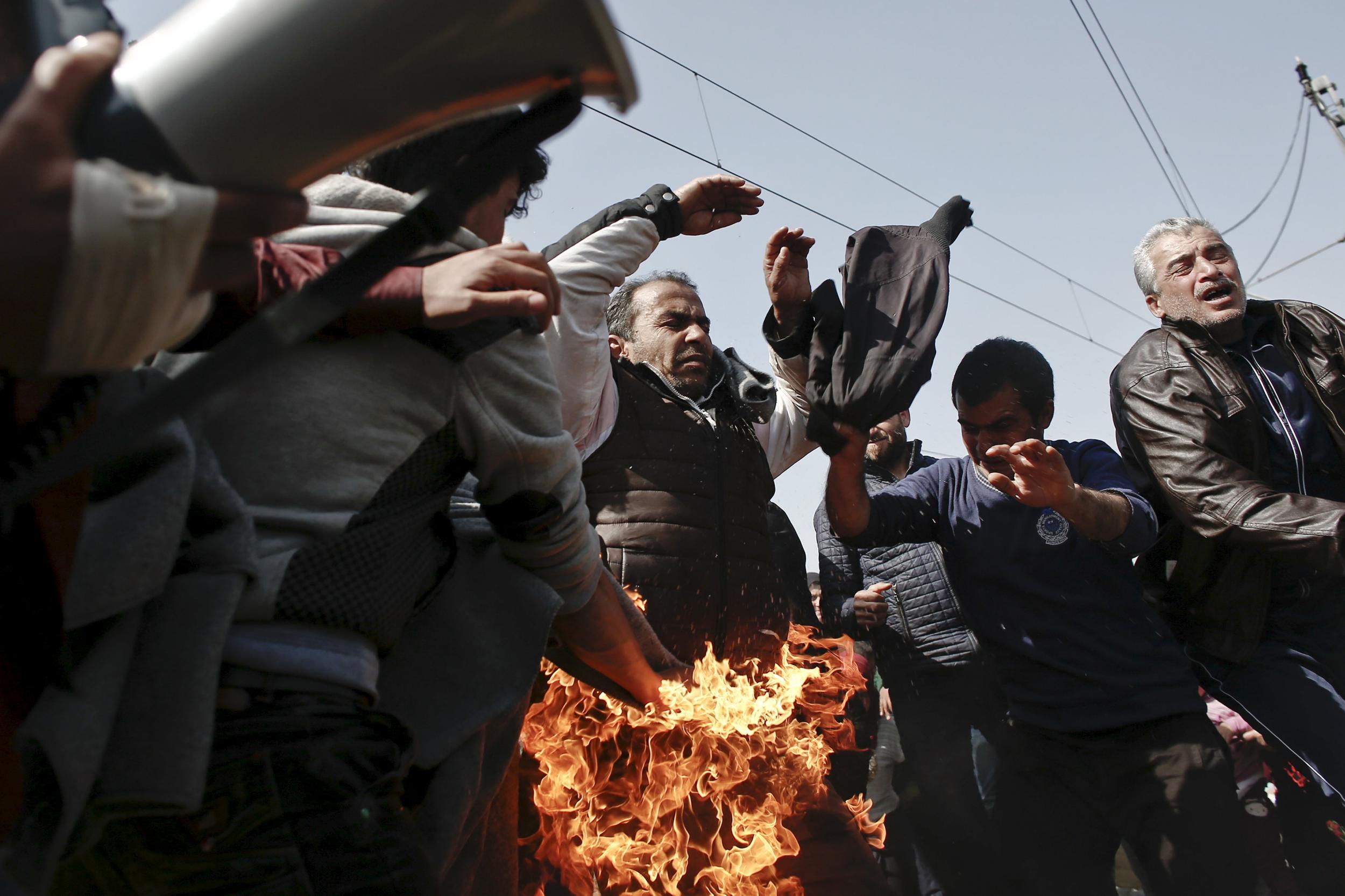 Daily protests have taken place at a tent city on the Greek-Macedonian border after the controversial deportation agreement between the EU and Turkey