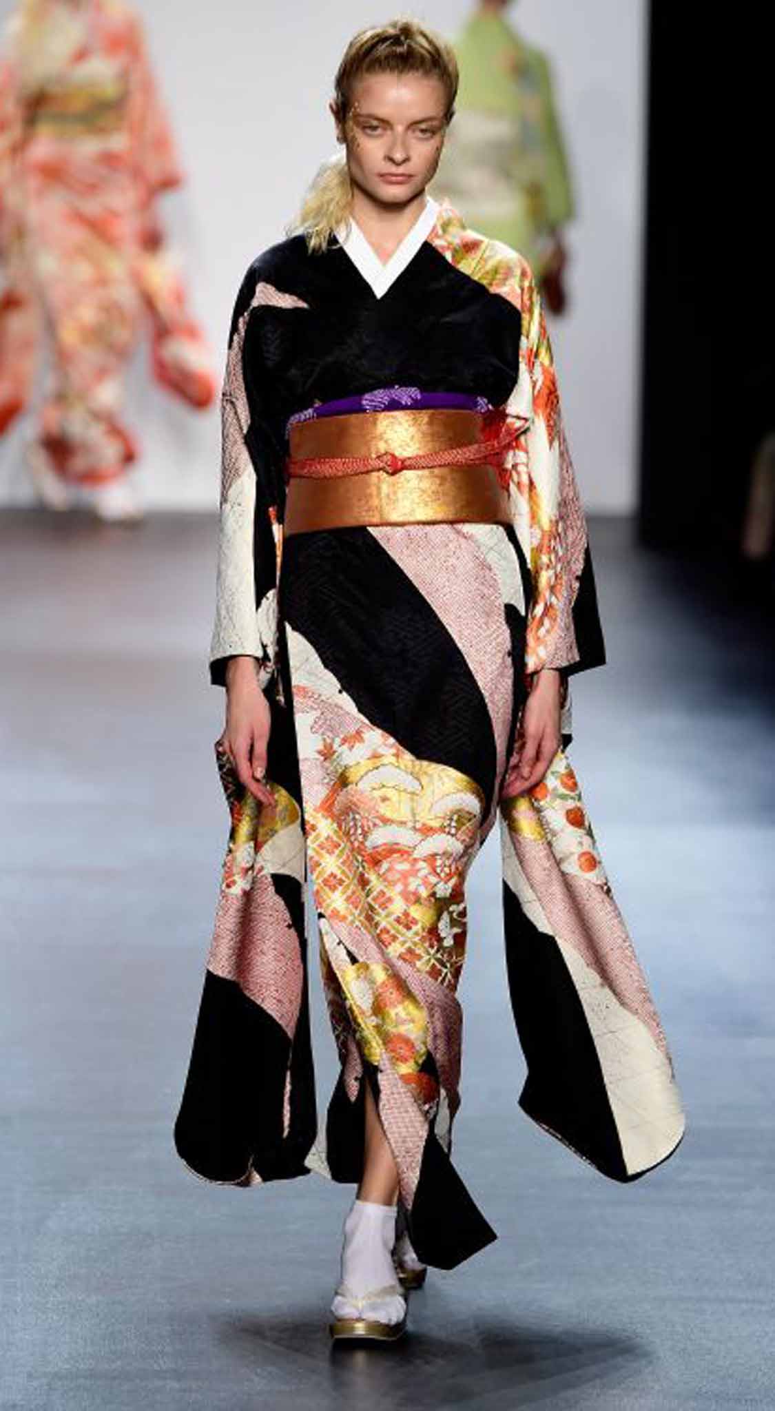 &#13;
Sleeves on the line: a model walks the runway wearing a Hiromi Asai design last month&#13;