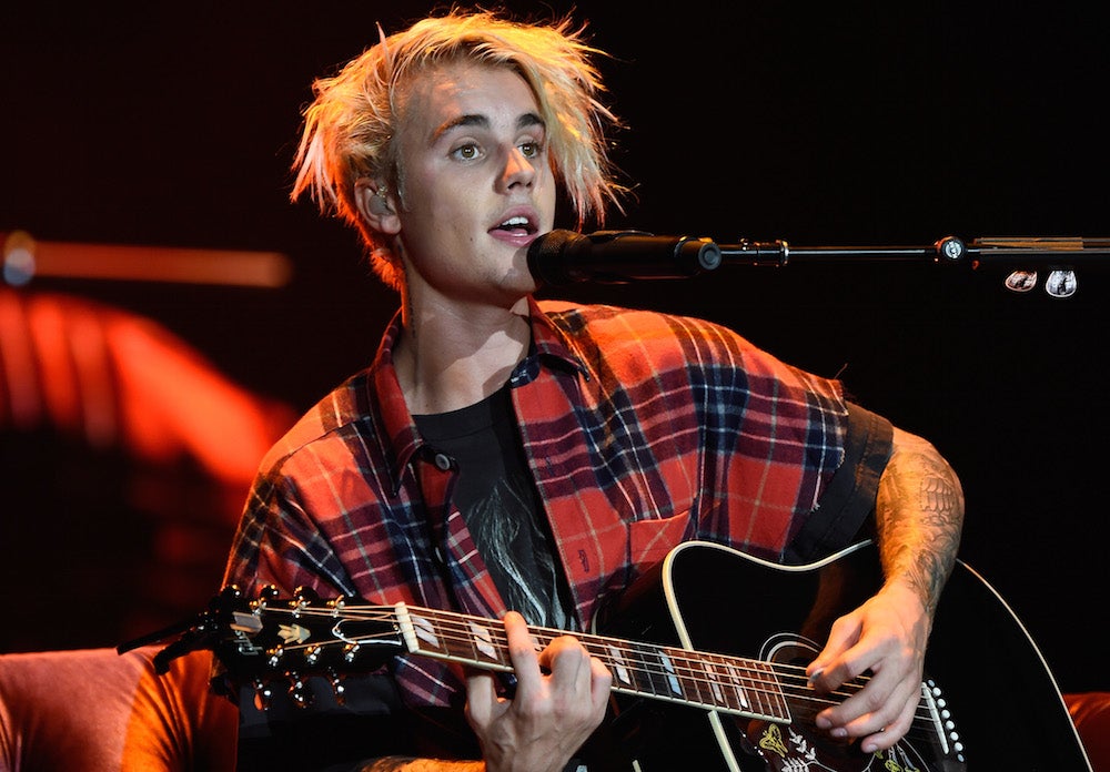 Justin Bieber looking like a bootleg Kurt Cobain of sorts.