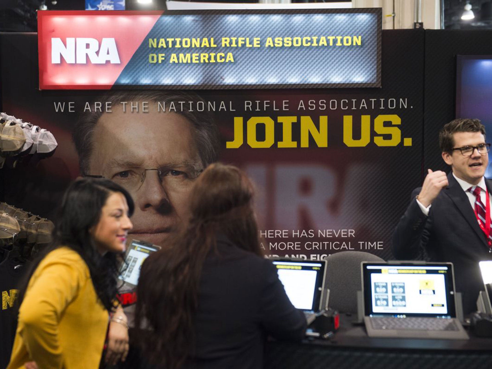 Attendees visit the NRA stand during the annual Conservative Political Action Conference (CPAC) 2016 in Maryland earlier this month